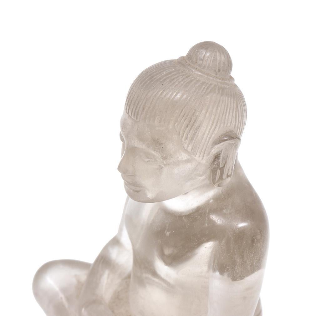 Sculpture cambodgienne en cristal de roche de Jayavarman VII en méditation en vente 2