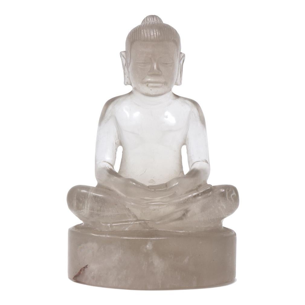 XXIe siècle et contemporain Sculpture cambodgienne en cristal de roche de Jayavarman VII en méditation en vente