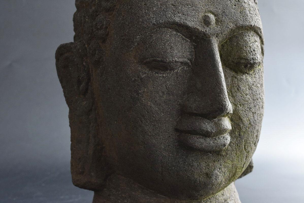 Hand-Carved Cambodian Stone Buddha before the 19th Century / Buddha Head / Buddha Statue