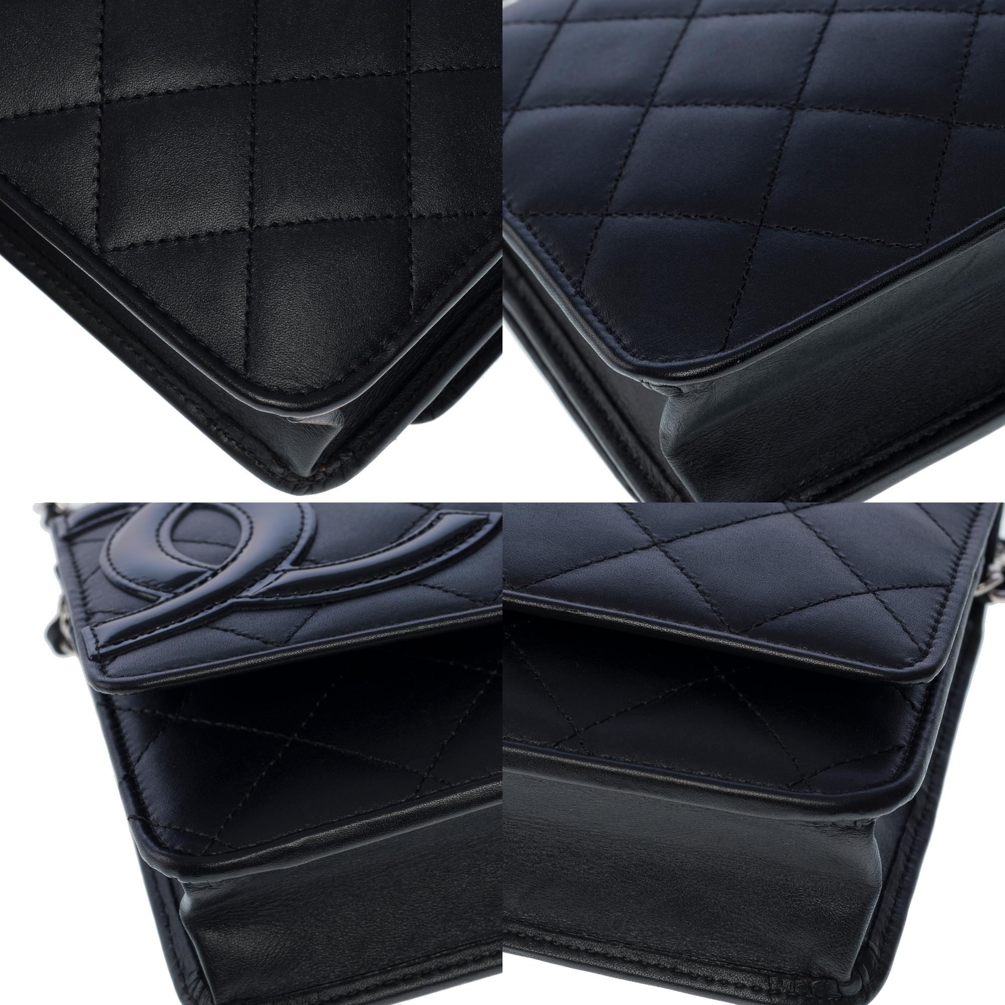 Cambon Chanel Wallet on Chain (WOC)  shoulder bag in black quilted leather, SHW 7