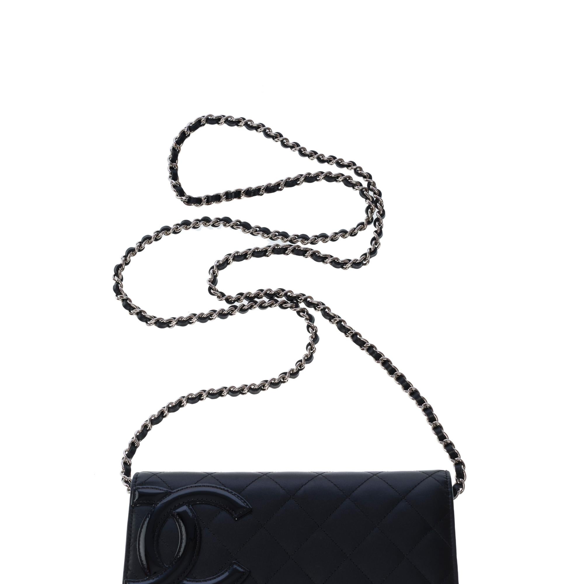 Cambon Chanel Wallet on Chain (WOC)  shoulder bag in black quilted leather, SHW 5