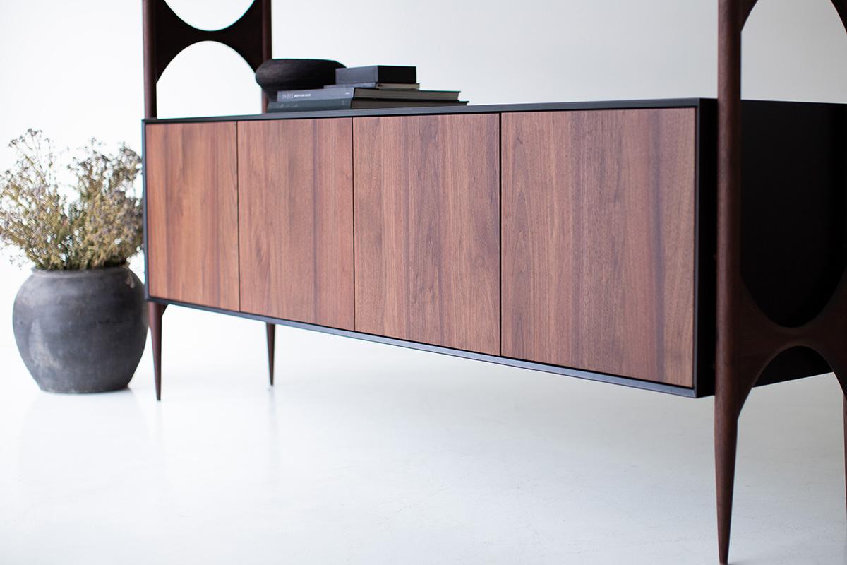 Moderno Cambre Credenza, Credenza moderna in noce, nero, 2 cassetti, per Craft Associates in vendita