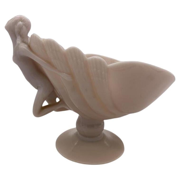 Cambridge Art Glass "Crown Tuscan" Flying Nude w/ Shell Compote For Sale