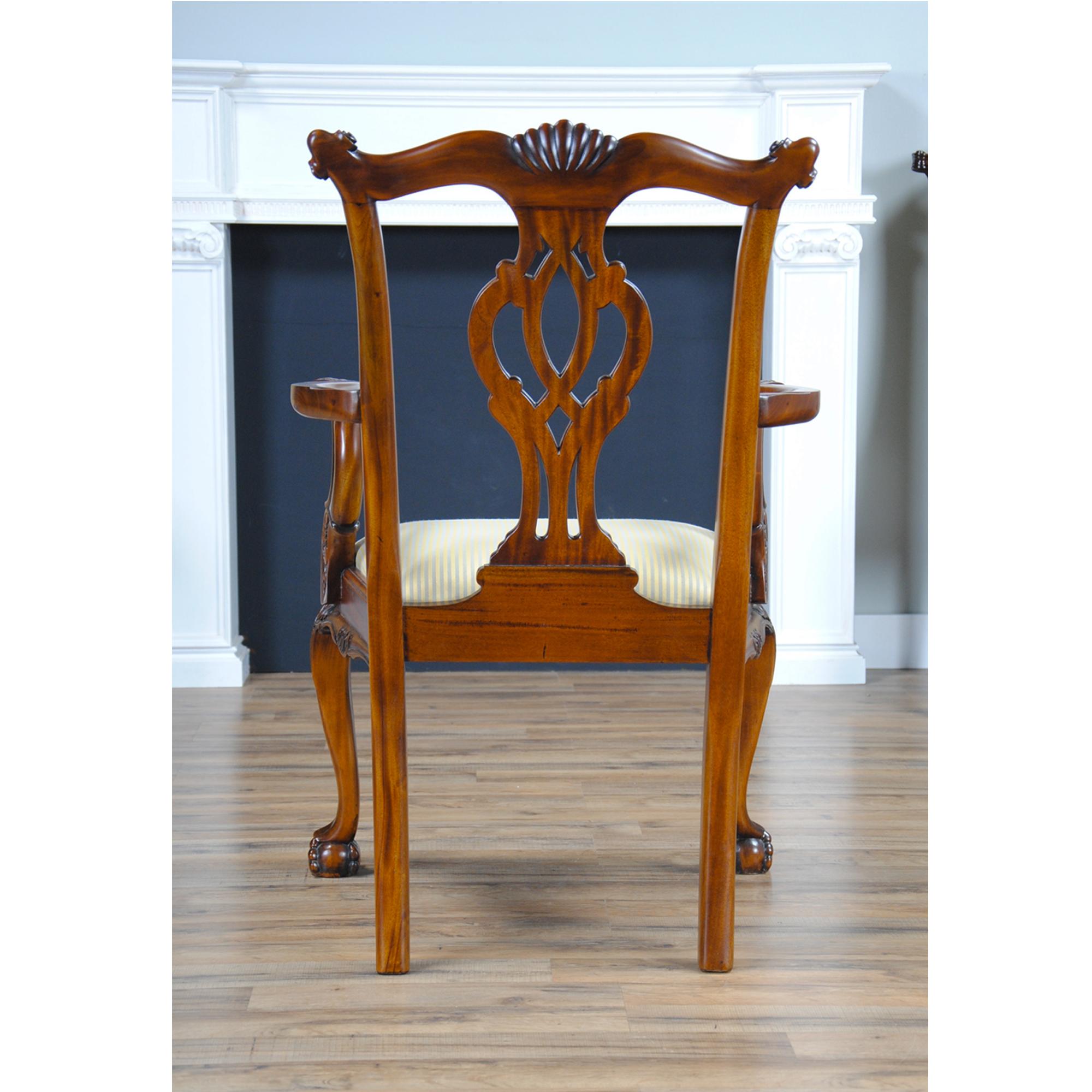 Hand-Carved Cambridge Mahogany Chairs, Set of 10 For Sale