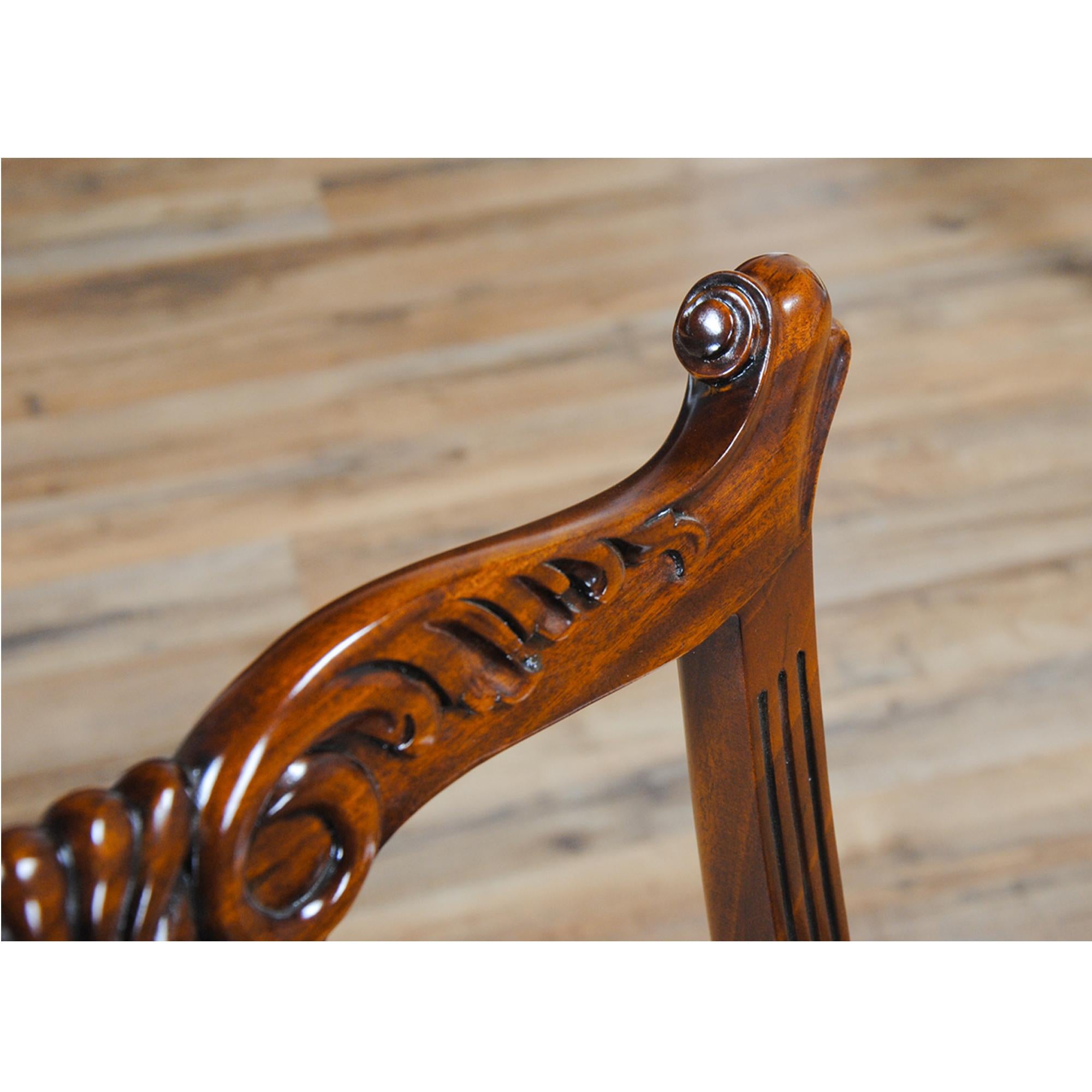 Fabric Cambridge Mahogany Chairs, Set of 10 For Sale