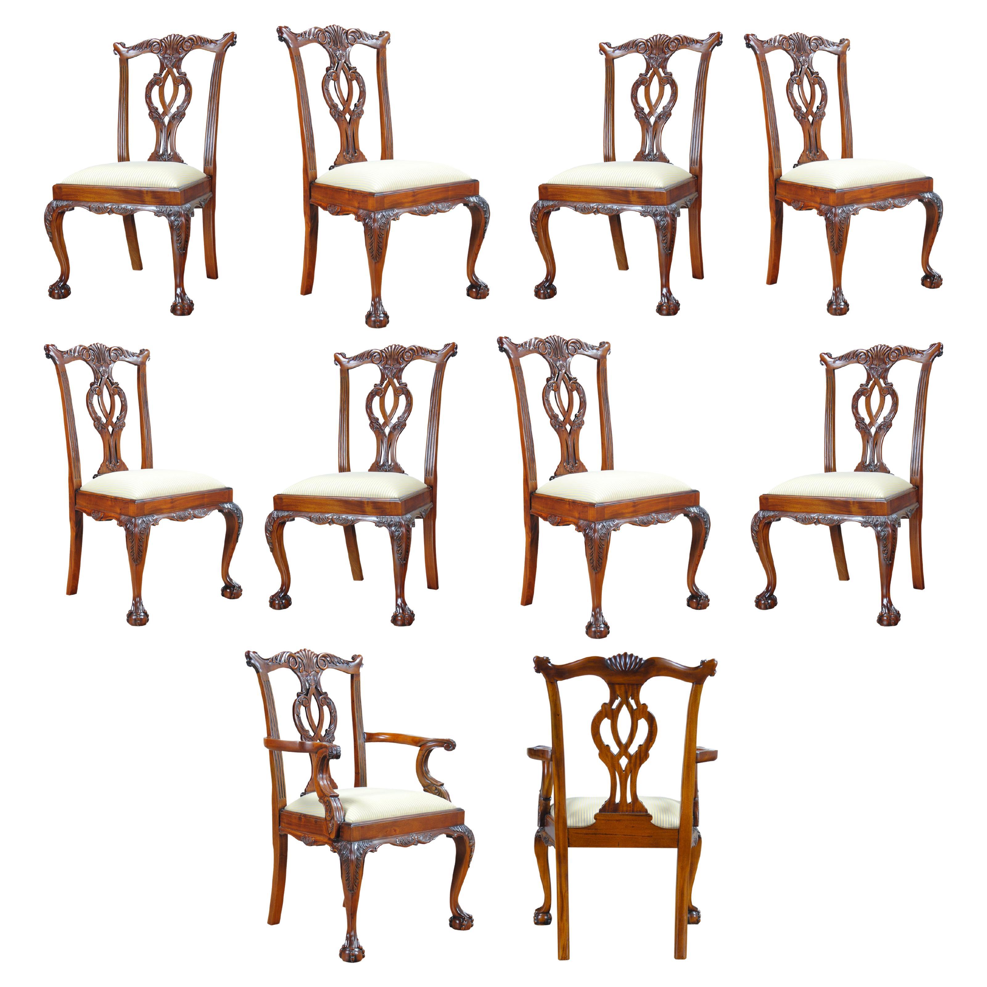 Cambridge Mahogany Chairs, Set of 10 For Sale