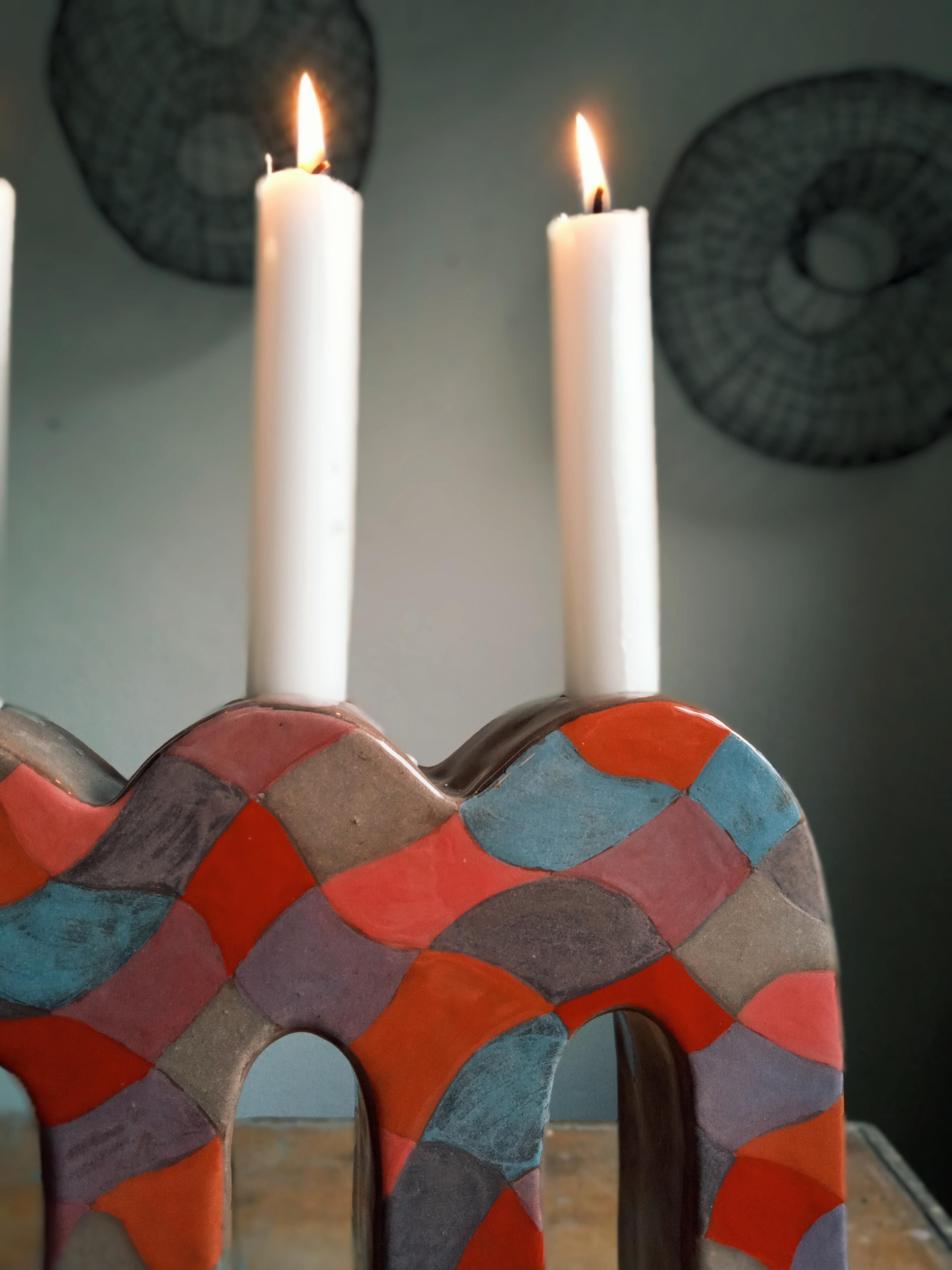 Modern CAMDELIERE - Terracotta- XXI Century - by Chiara Berta Artist For Sale