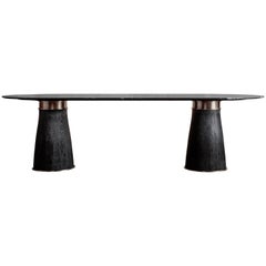 Camden Double Pedestal Dining Table in Natural Oak + Cristallo, Kelly Wearstler