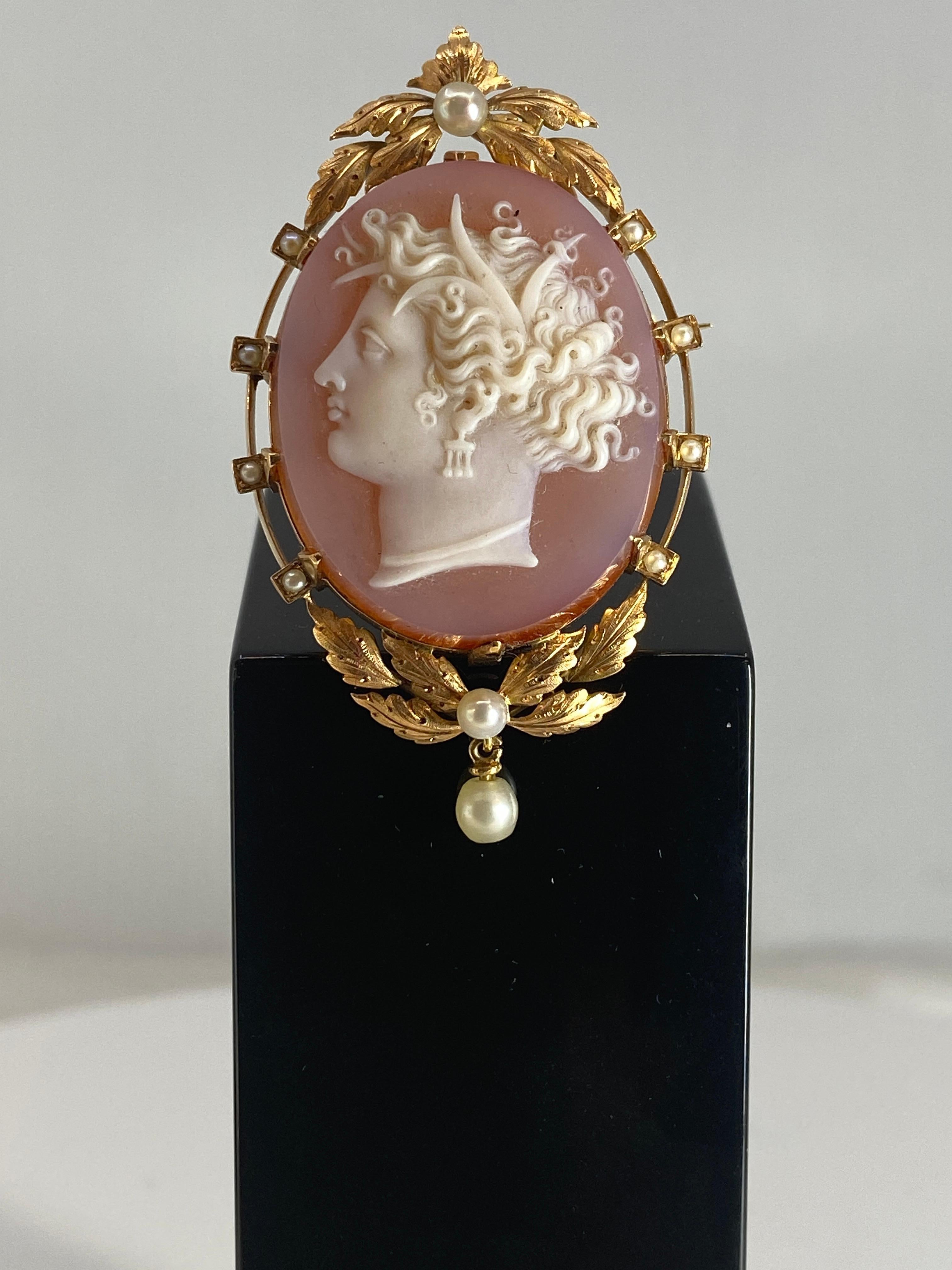 Broche Ancienne Portrait Femme - Camée Limoges (occasion, Vintage)