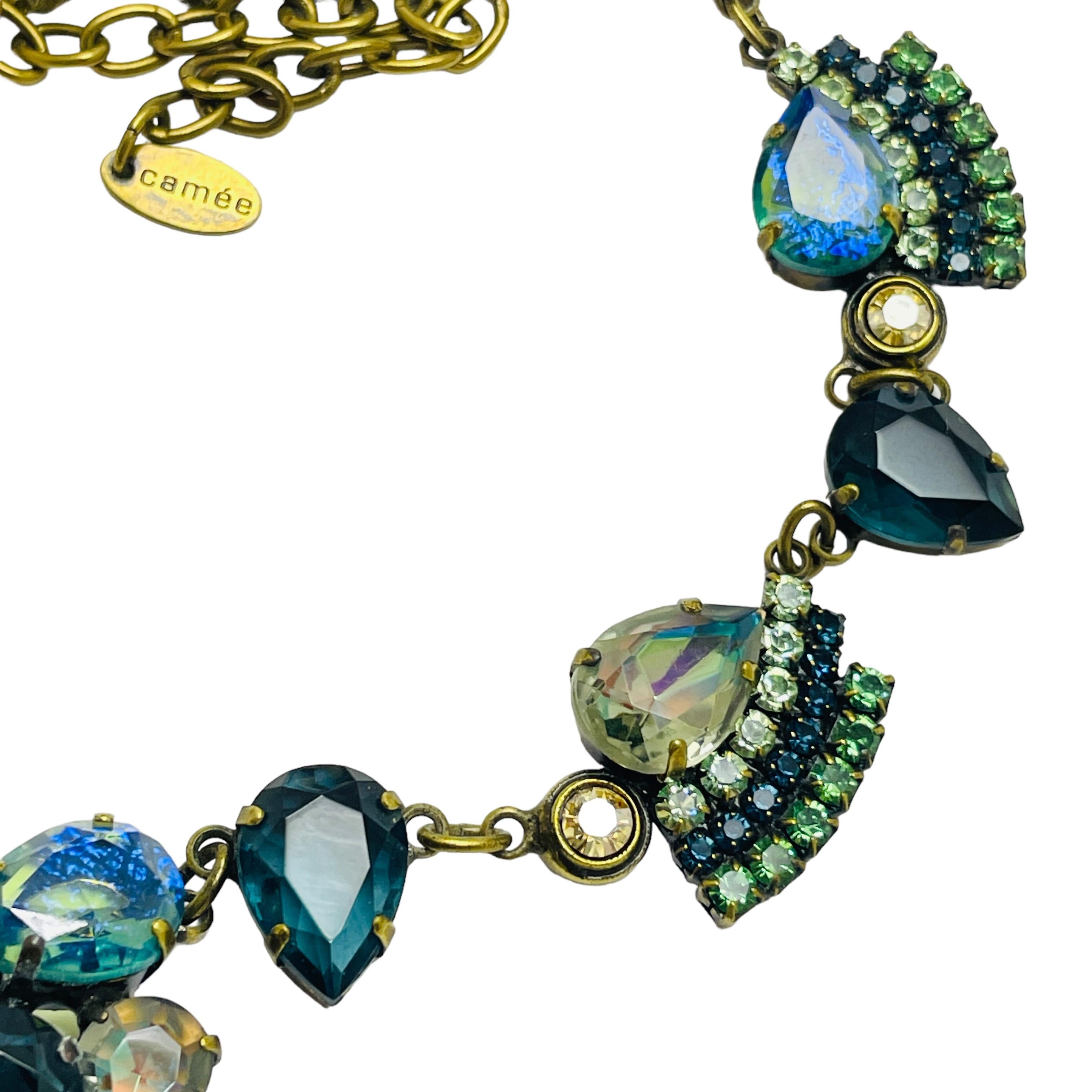 Donna Collana firmata CAMEE in vetro blu dorato in vendita