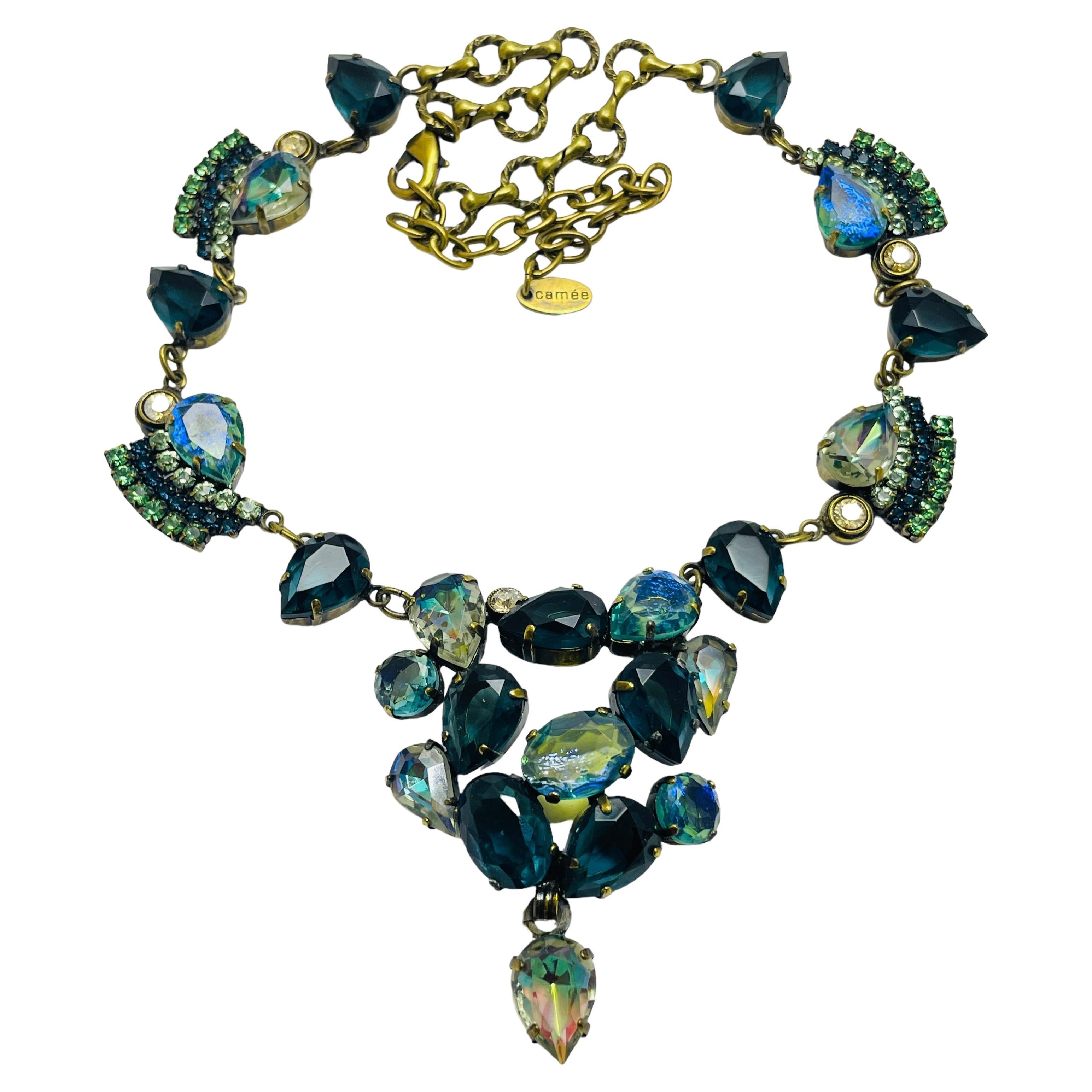 Collana firmata CAMEE in vetro blu dorato