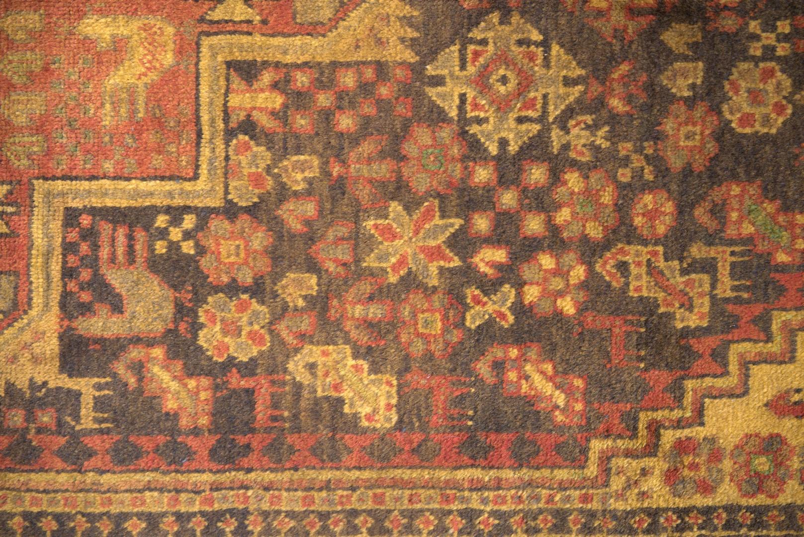 Semi antiker Vintage-Baluch aus Kamel- und Lammwolle aus Pashimineh-Teppich, Vintage (Persisch) im Angebot