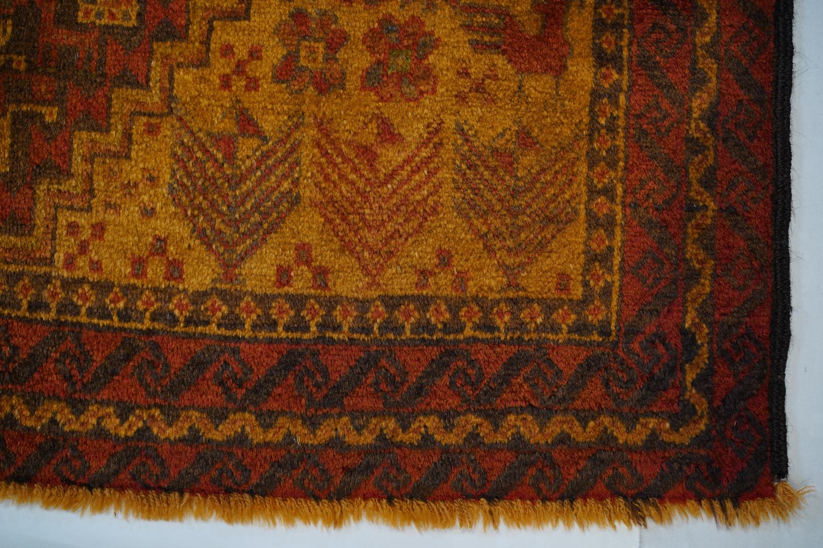 Semi antiker Vintage-Baluch aus Kamel- und Lammwolle aus Pashimineh-Teppich, Vintage im Angebot 1