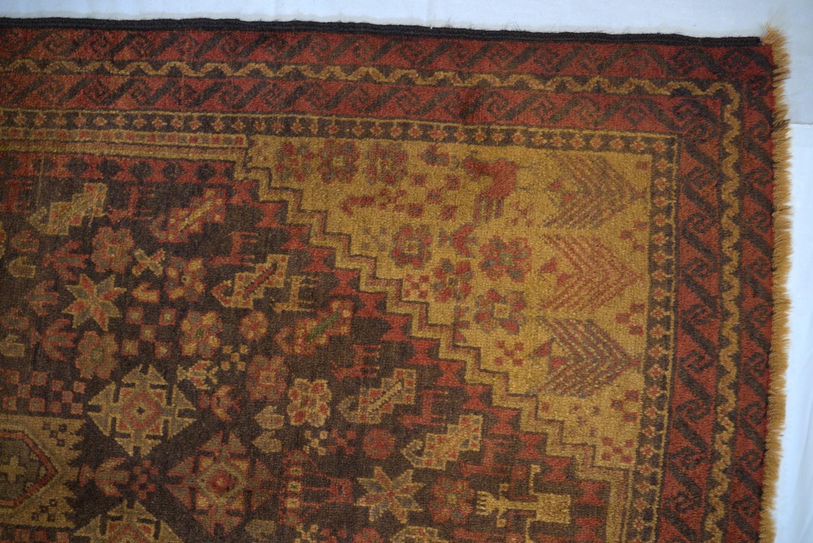 Semi antiker Vintage-Baluch aus Kamel- und Lammwolle aus Pashimineh-Teppich, Vintage im Angebot 2