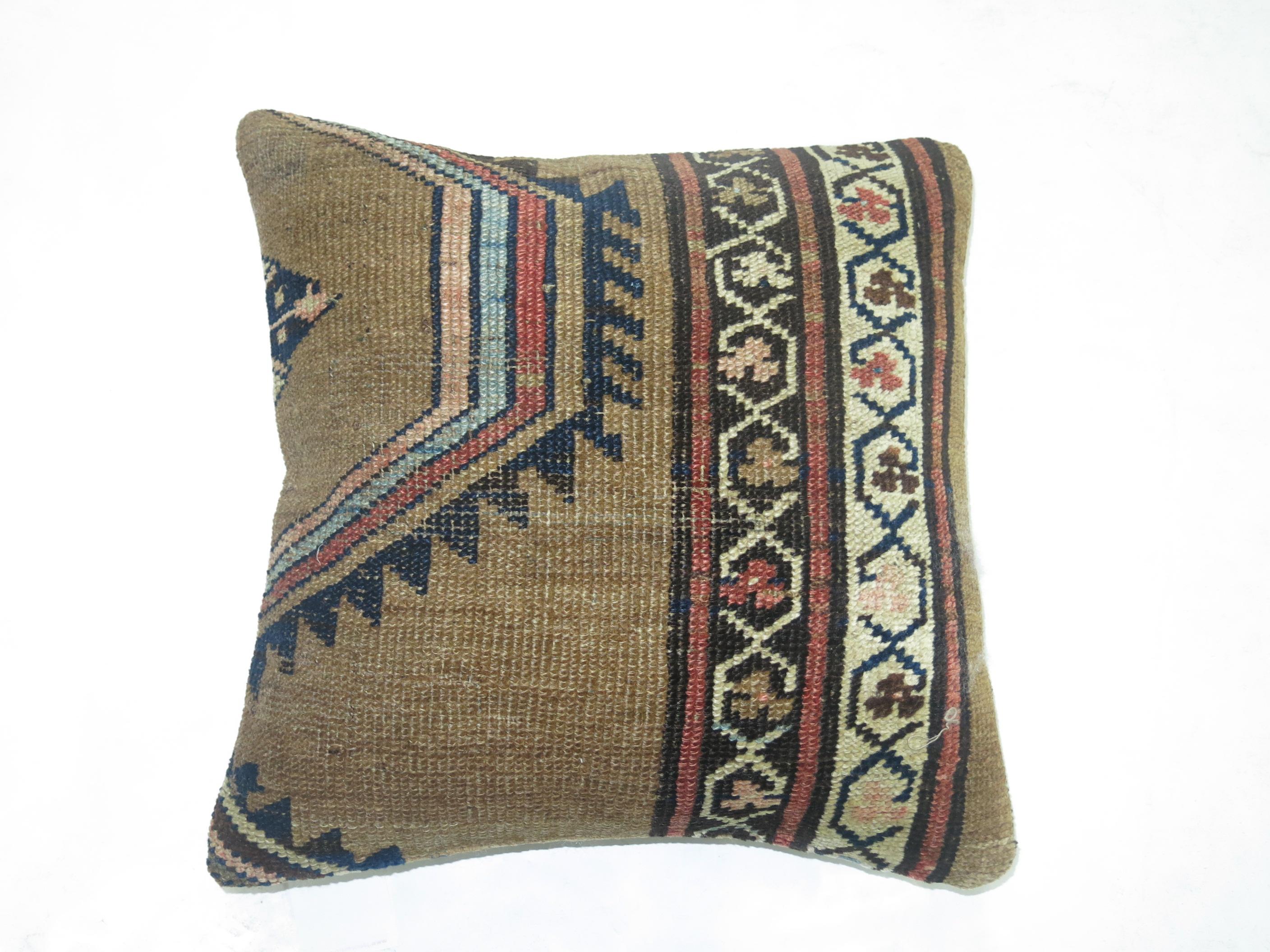 Tribal Camel Bakshaish Rug Pillow For Sale