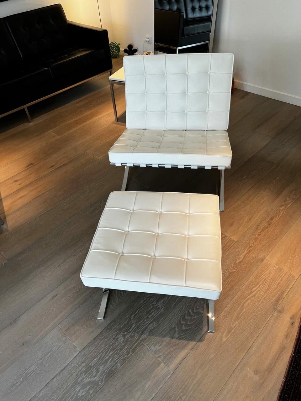 Américain Fauteuil et ottoman Camel Barcelona, Mies Van Der Rohe, 2012 en vente