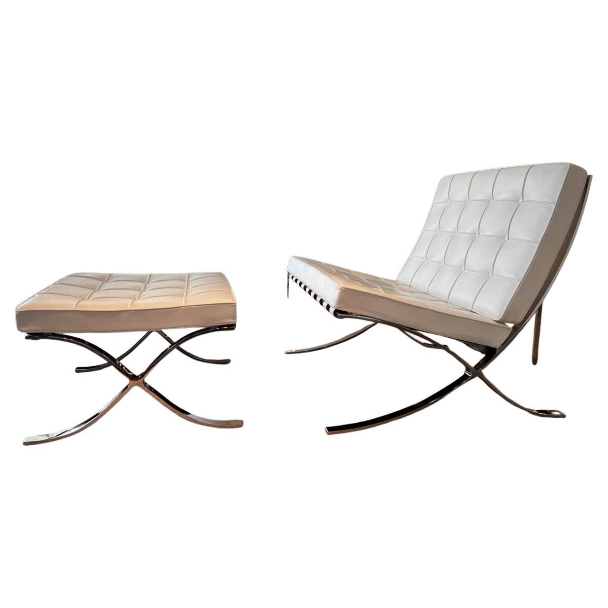 Fauteuil et ottoman Camel Barcelona, Mies Van Der Rohe, 2012 en vente