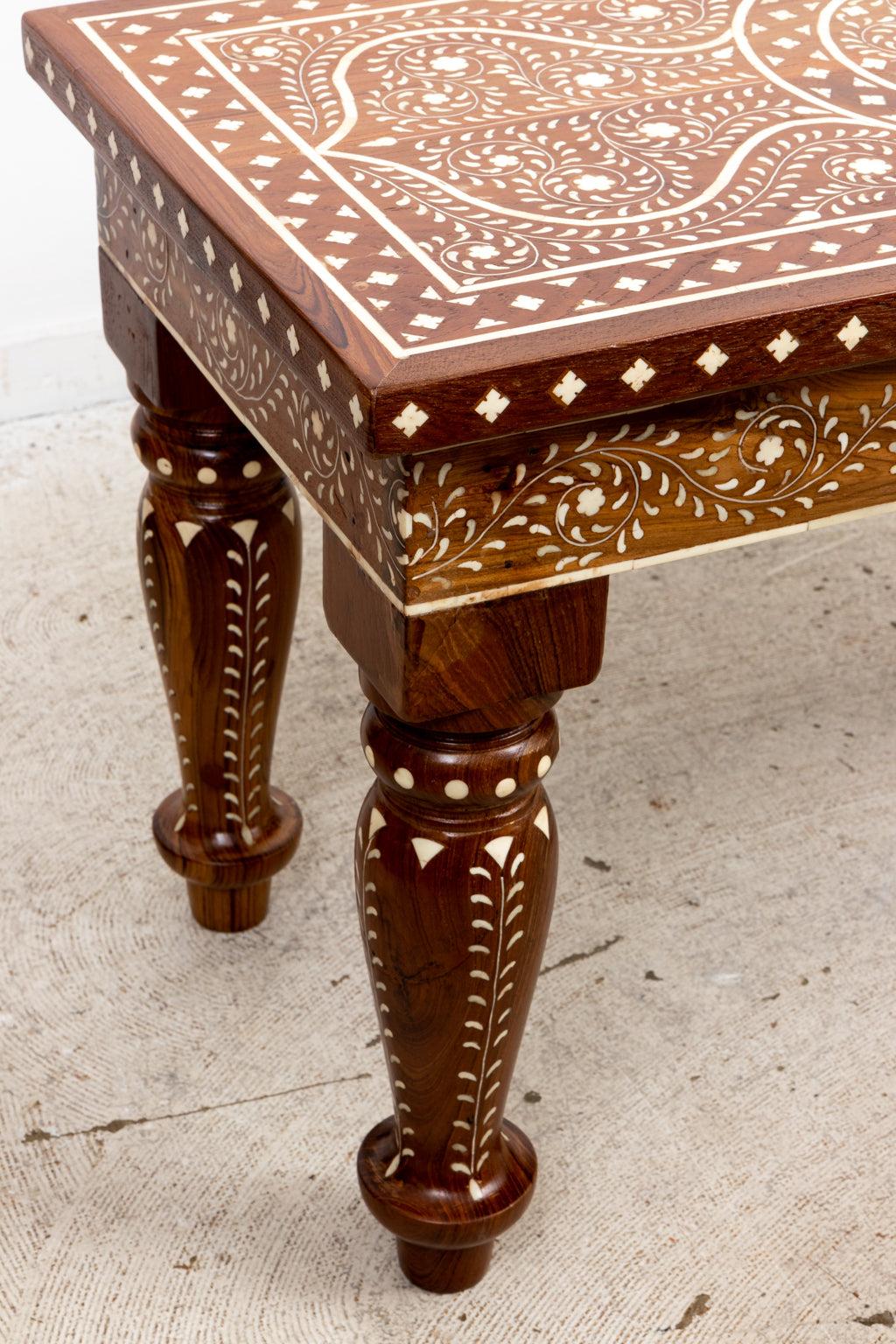 Camel Bone Inlaid Coffee Table with Geometric Motifs In Good Condition In Stamford, CT