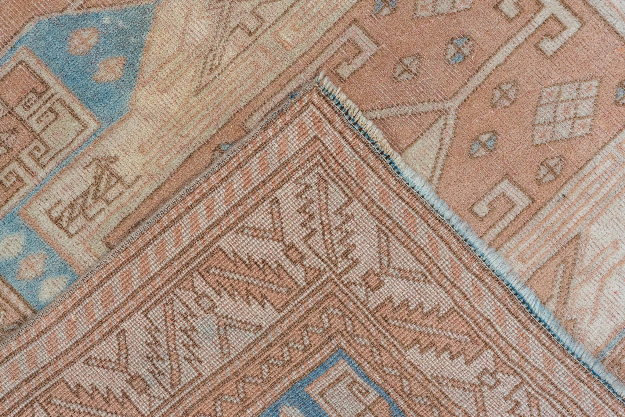 Lana Runner Oushak in marrone cammello e blu irografico in vendita