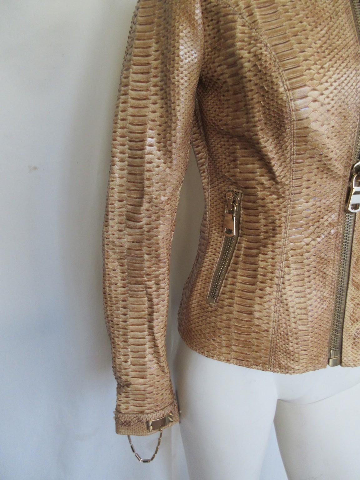 Women's or Men's Camel Brown Exotic Leather Jacket Small 6 For Sale