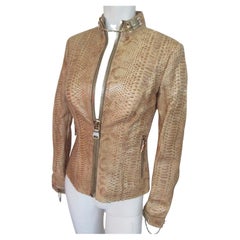 Camel Brown Exotic Leather Jacket Small 6