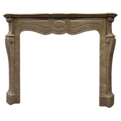 Antique Camel/brown marble Pompadour fireplace mantel 19th Century