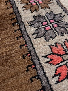 Camel Brown Rustic Vintage Kars Kurdish Wool Village Rug • 4×8 • Turkey, 1981