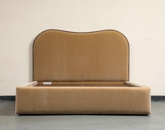 Camel Brown Upholstered Queen Bed Frame with Storage Drawer