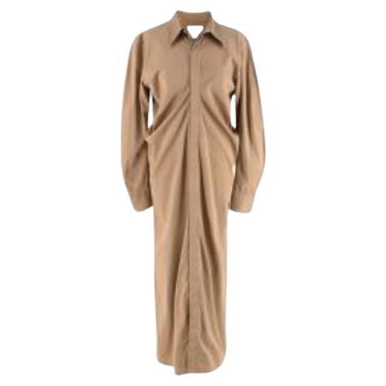 Camel brushed silk-cotton shirt dress For Sale at 1stDibs