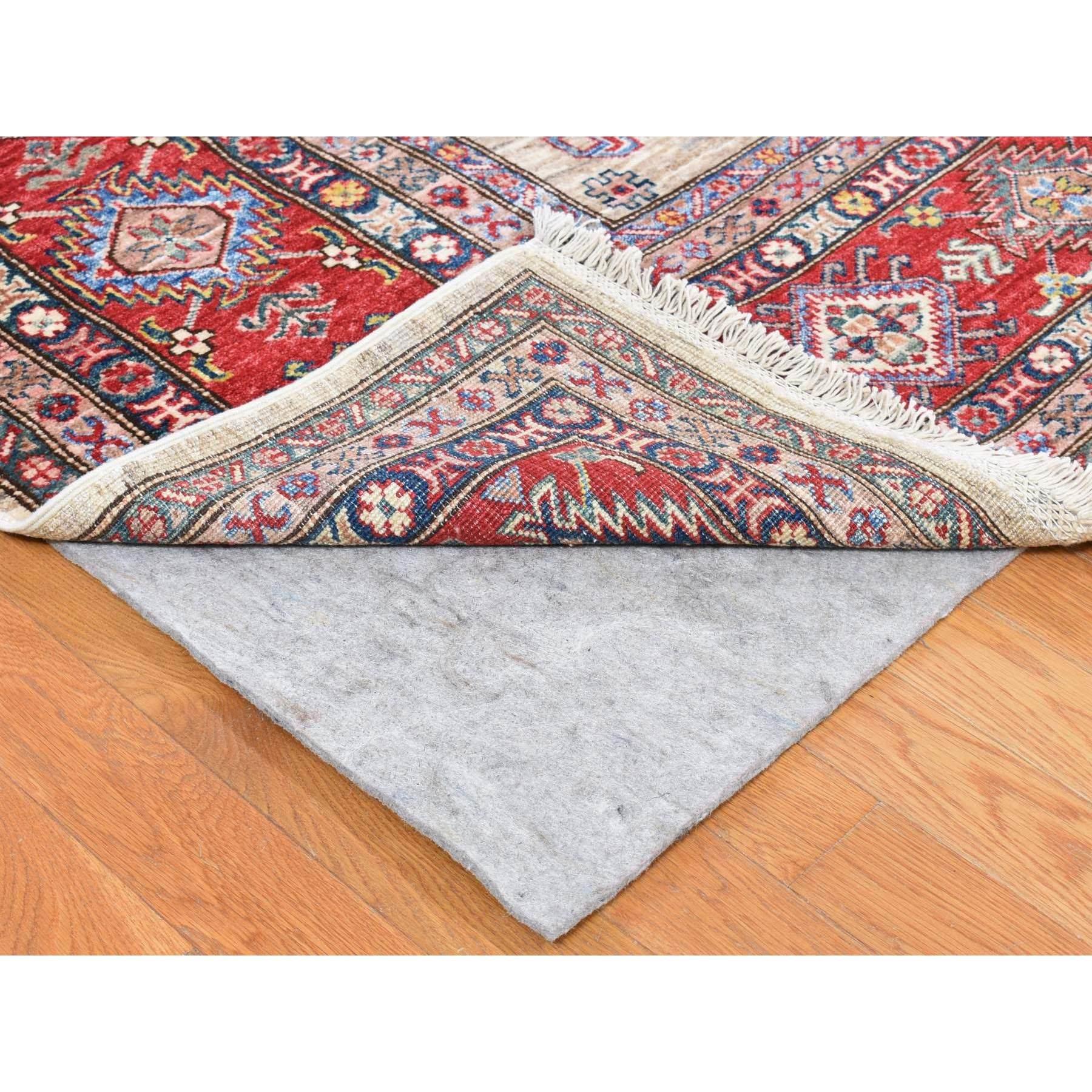 Camel Color Afghan Geometrischer Super Kazak Handgeknüpfter Teppich aus reiner Wolle 8'4