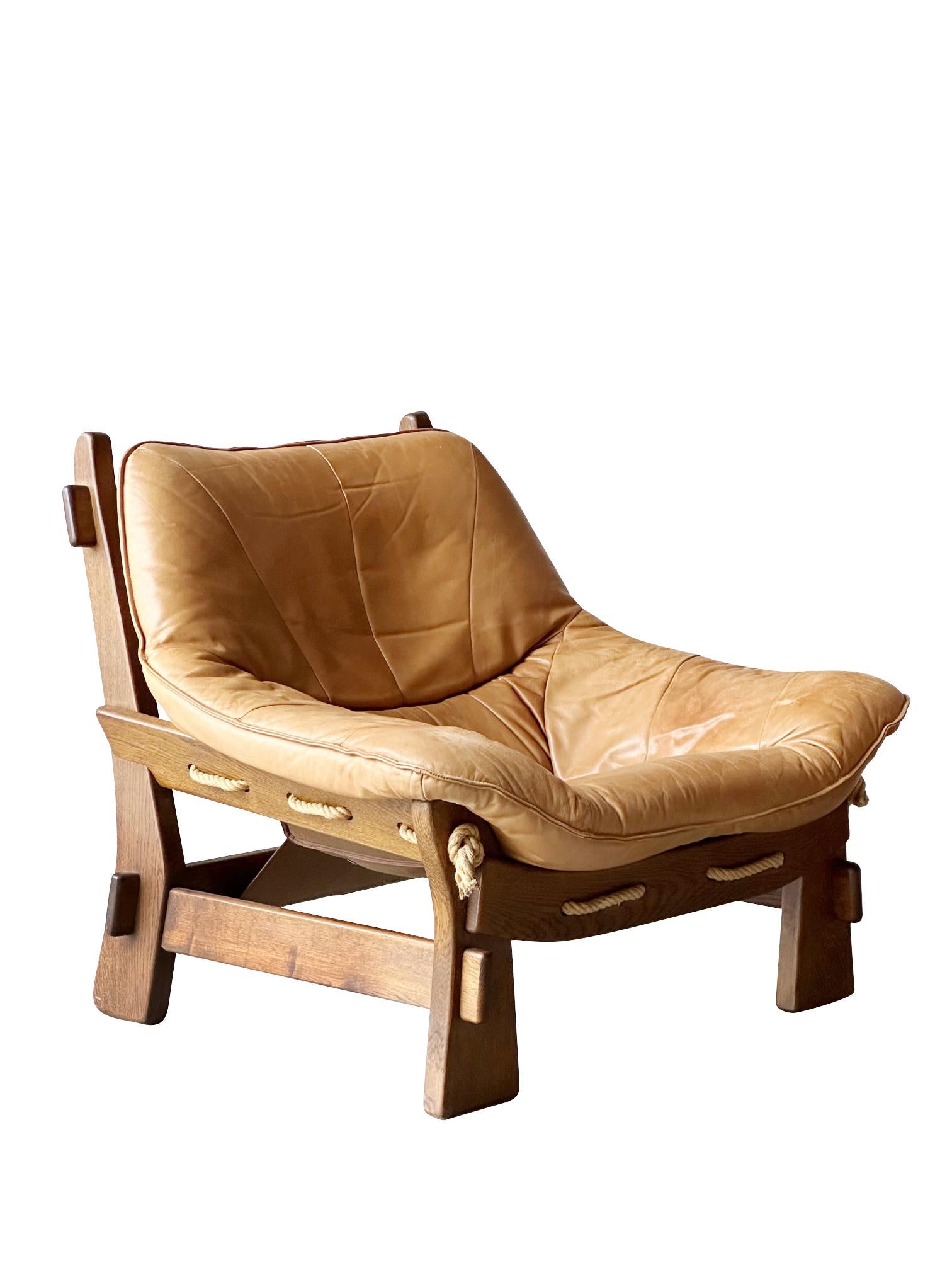 camel color leather chair