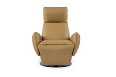 Camel Colored Leather Swivel Manual Recliner, Poltrona Frau