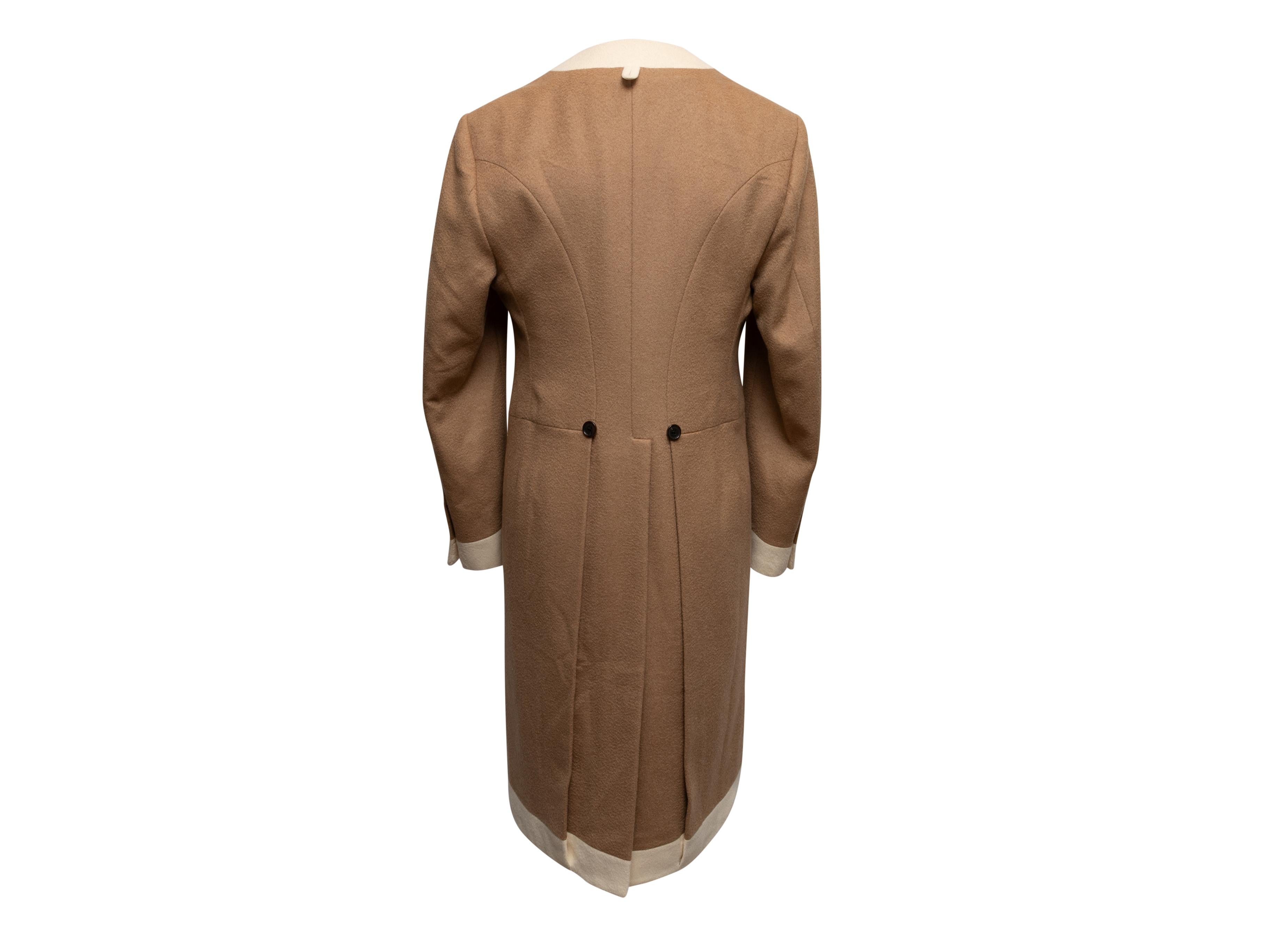 Marron Manteau en cachemire à taille haute camel et crème Thom Browne Taille US S/M en vente