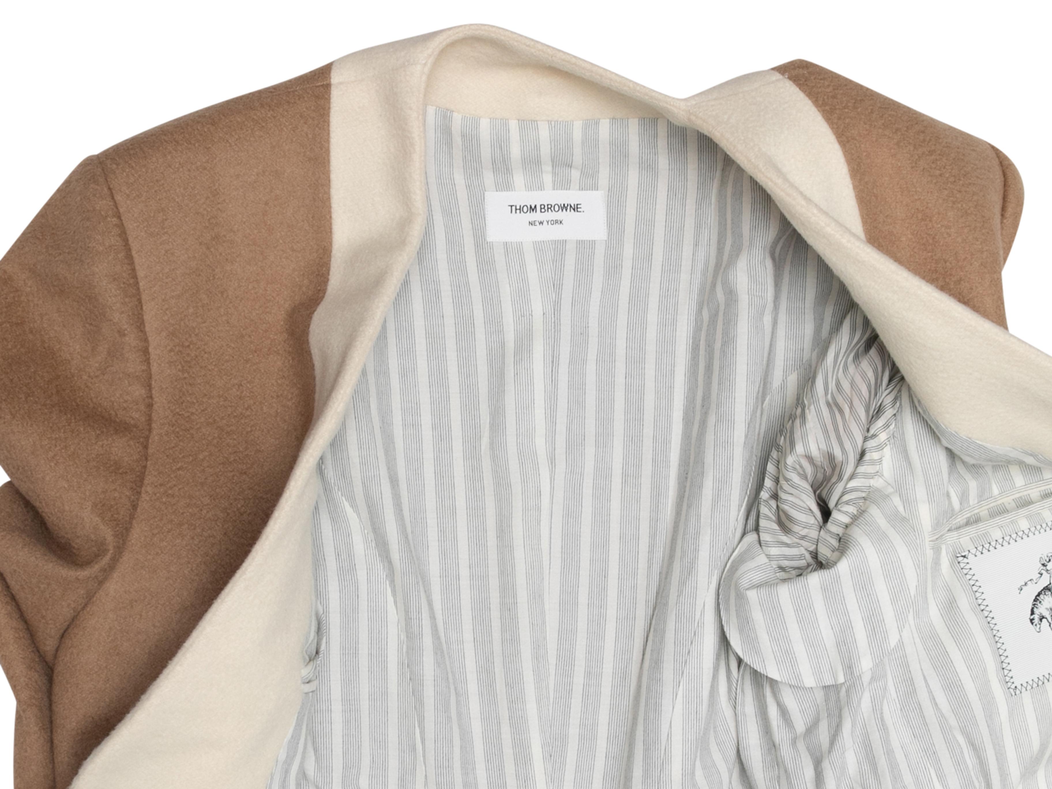 Manteau en cachemire à taille haute camel et crème Thom Browne Taille US S/M Pour femmes en vente