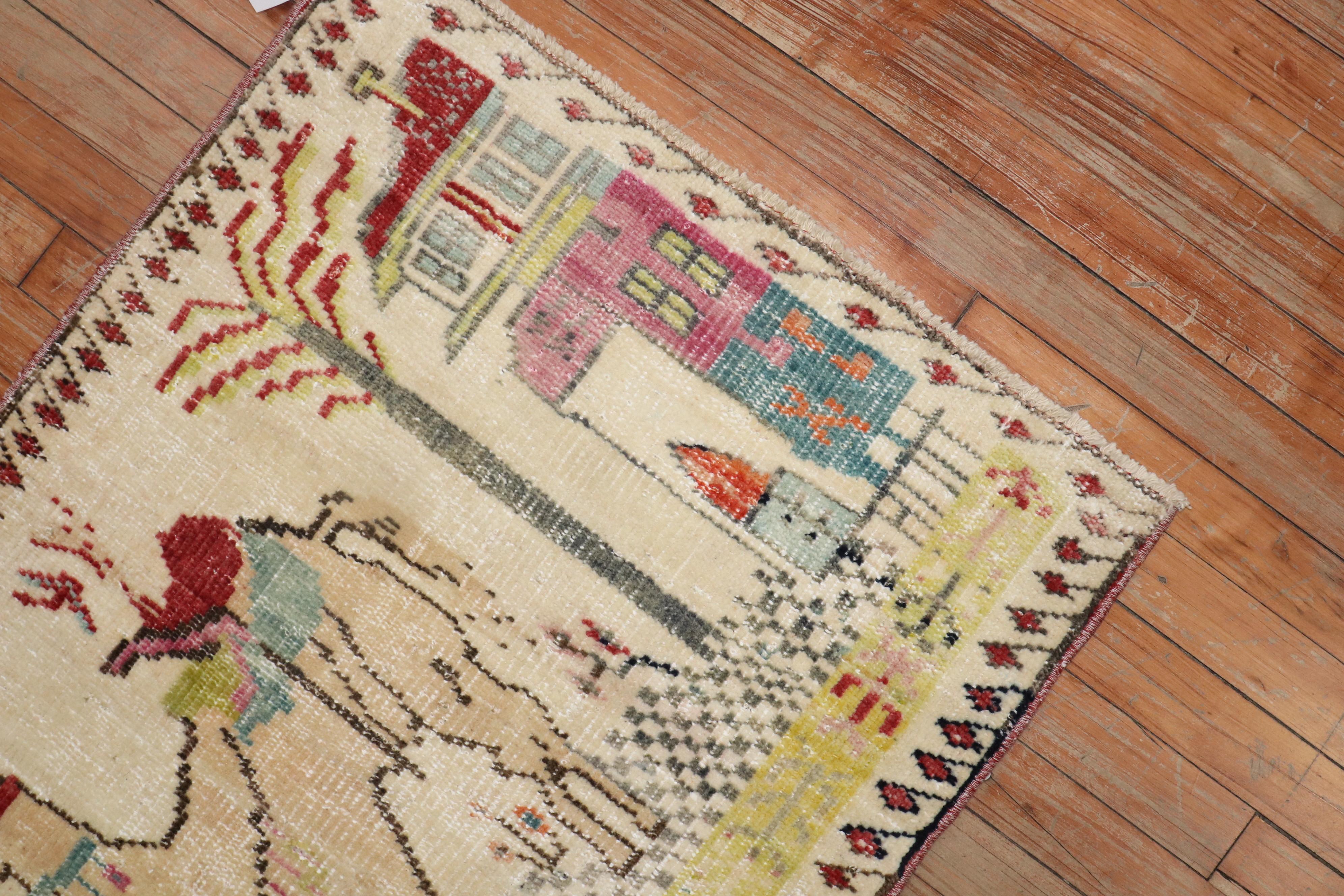 Turkish Camel Donkey Anatolian Pictorial Rug For Sale