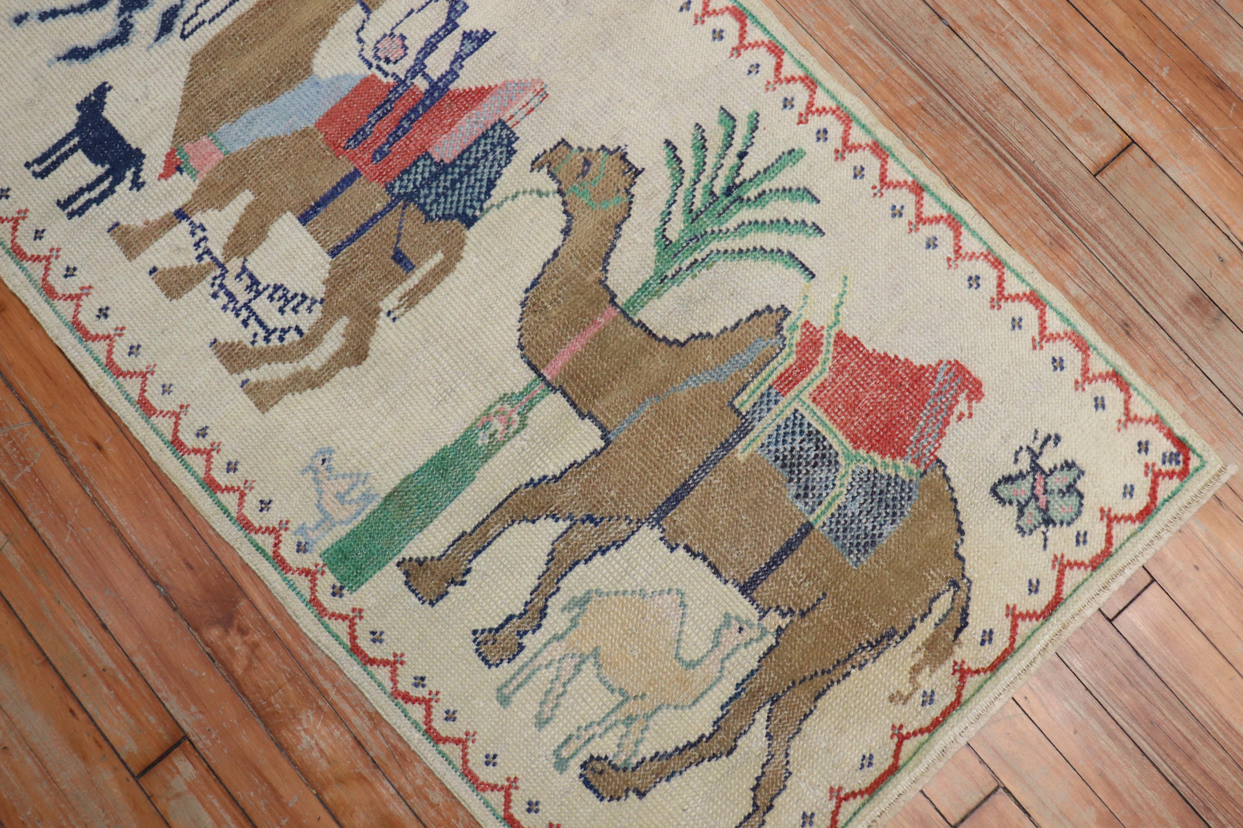 Camel Donkey Anatolian Pictorial Rug In Good Condition In New York, NY