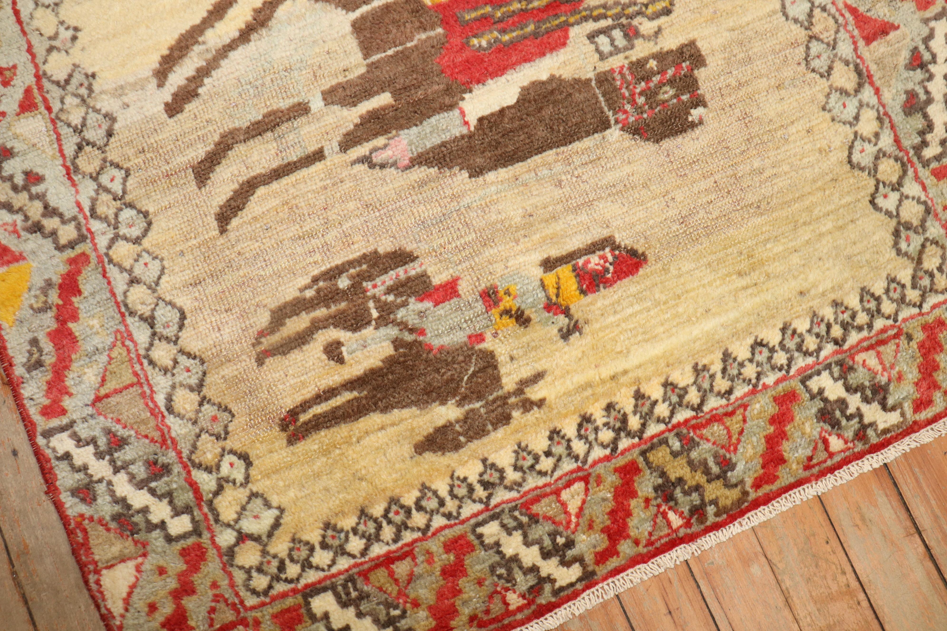 20th Century Camel Donkey Anatolian Pictorial Rug For Sale