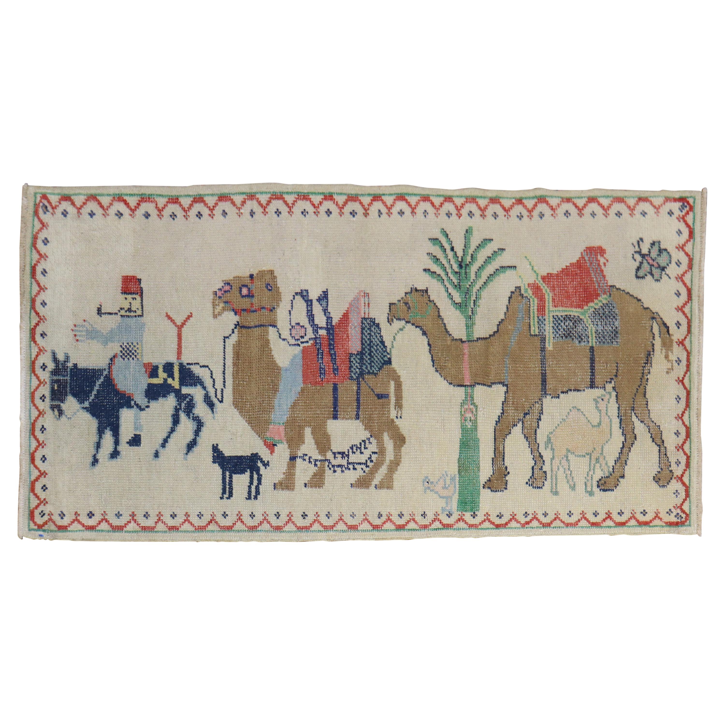 Camel Donkey Anatolian Pictorial Rug