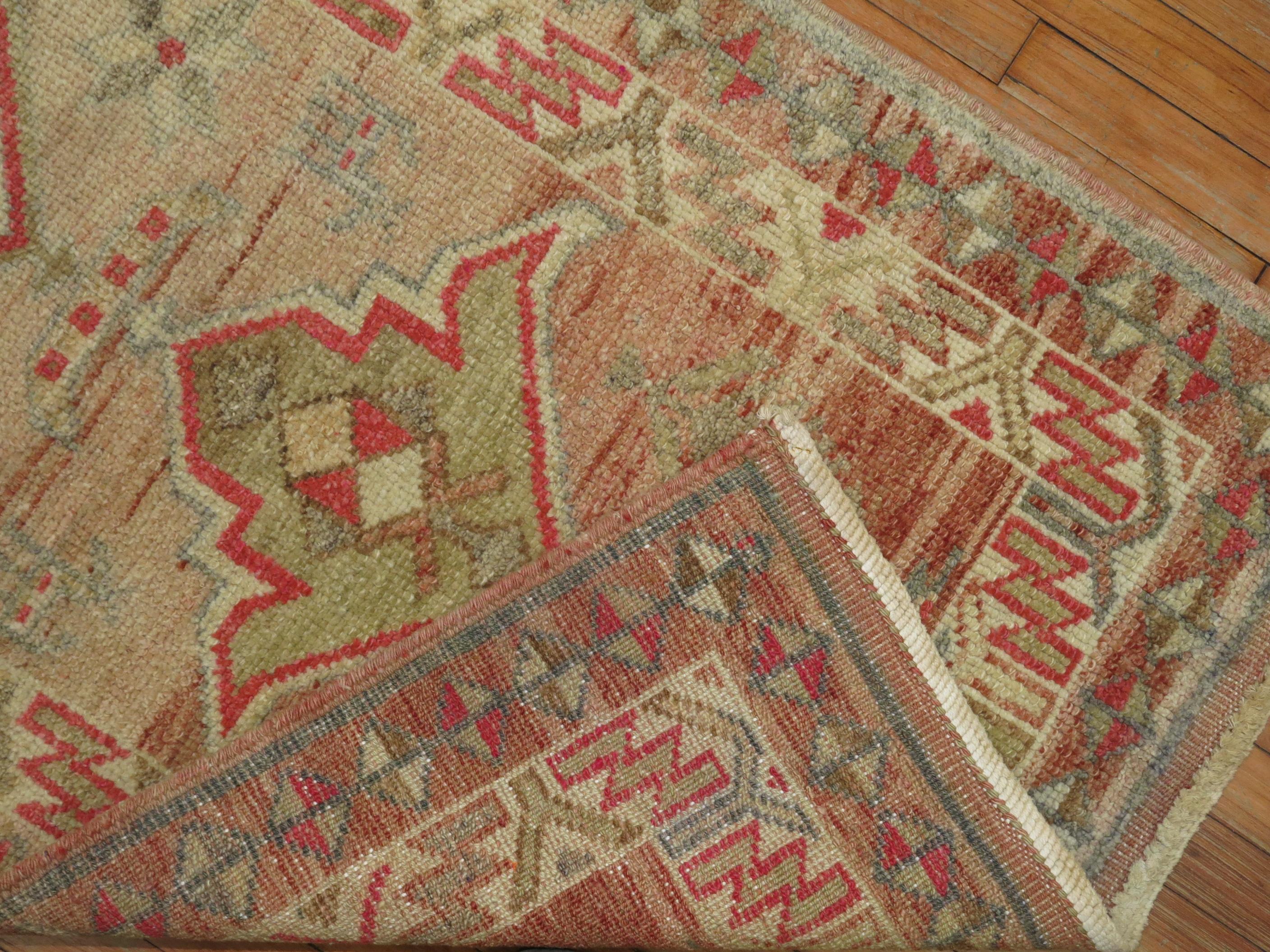 Hand-Woven Camel Field Geometric Turkish Anatolian Runner For Sale