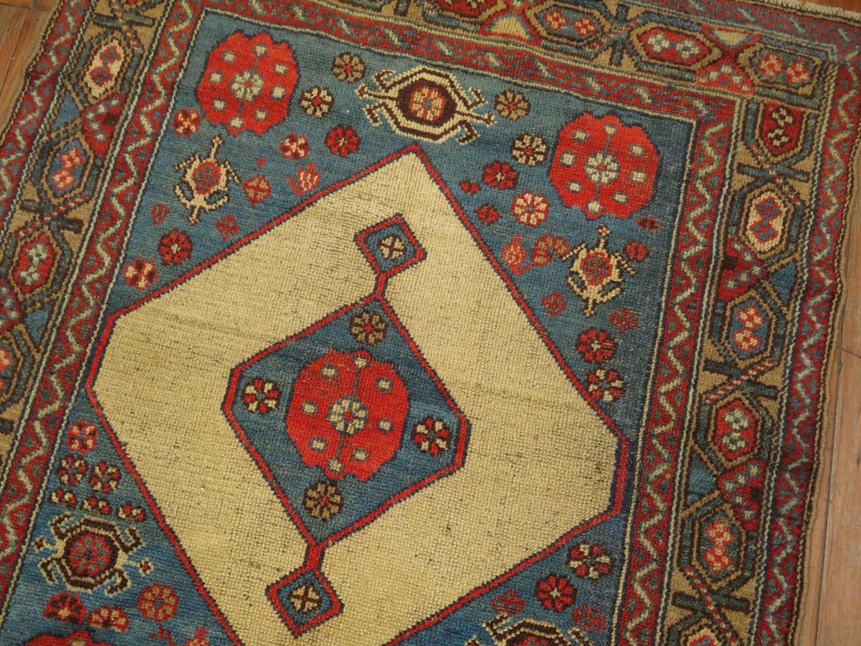 Tribal Camel FIeld Hamedan Serab Decorative Rug Square Size Mat For Sale