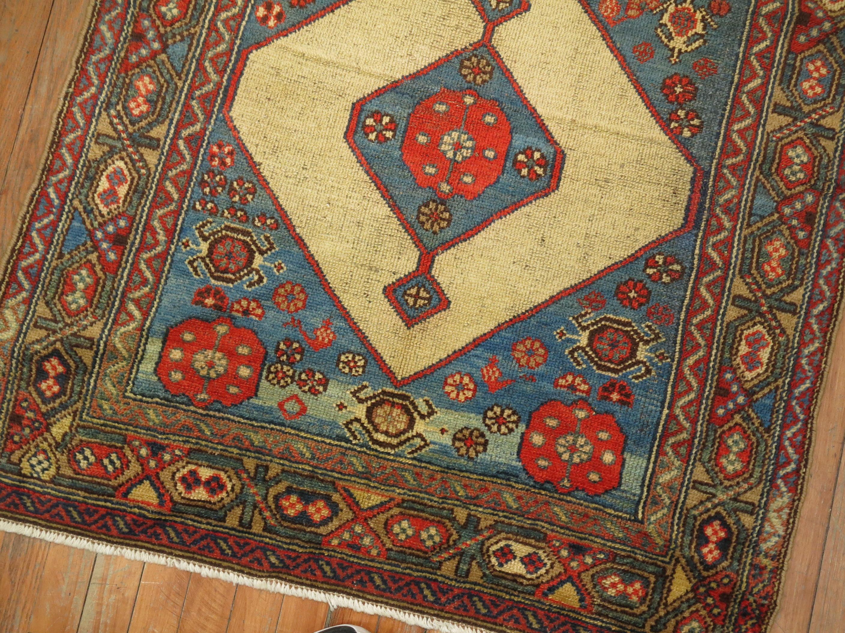 Persian Camel FIeld Hamedan Serab Decorative Rug Square Size Mat For Sale