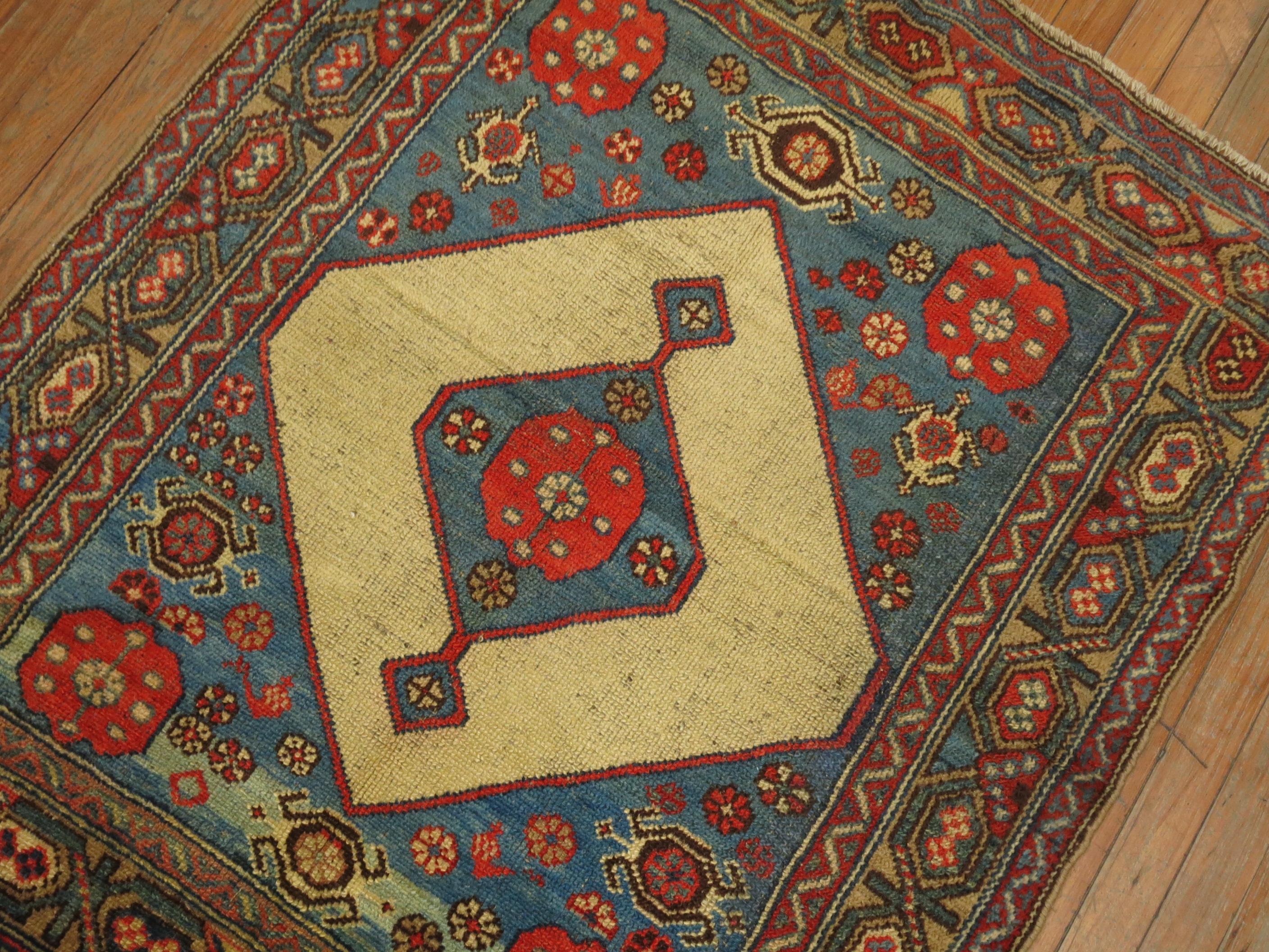 Wool Camel FIeld Hamedan Serab Decorative Rug Square Size Mat For Sale