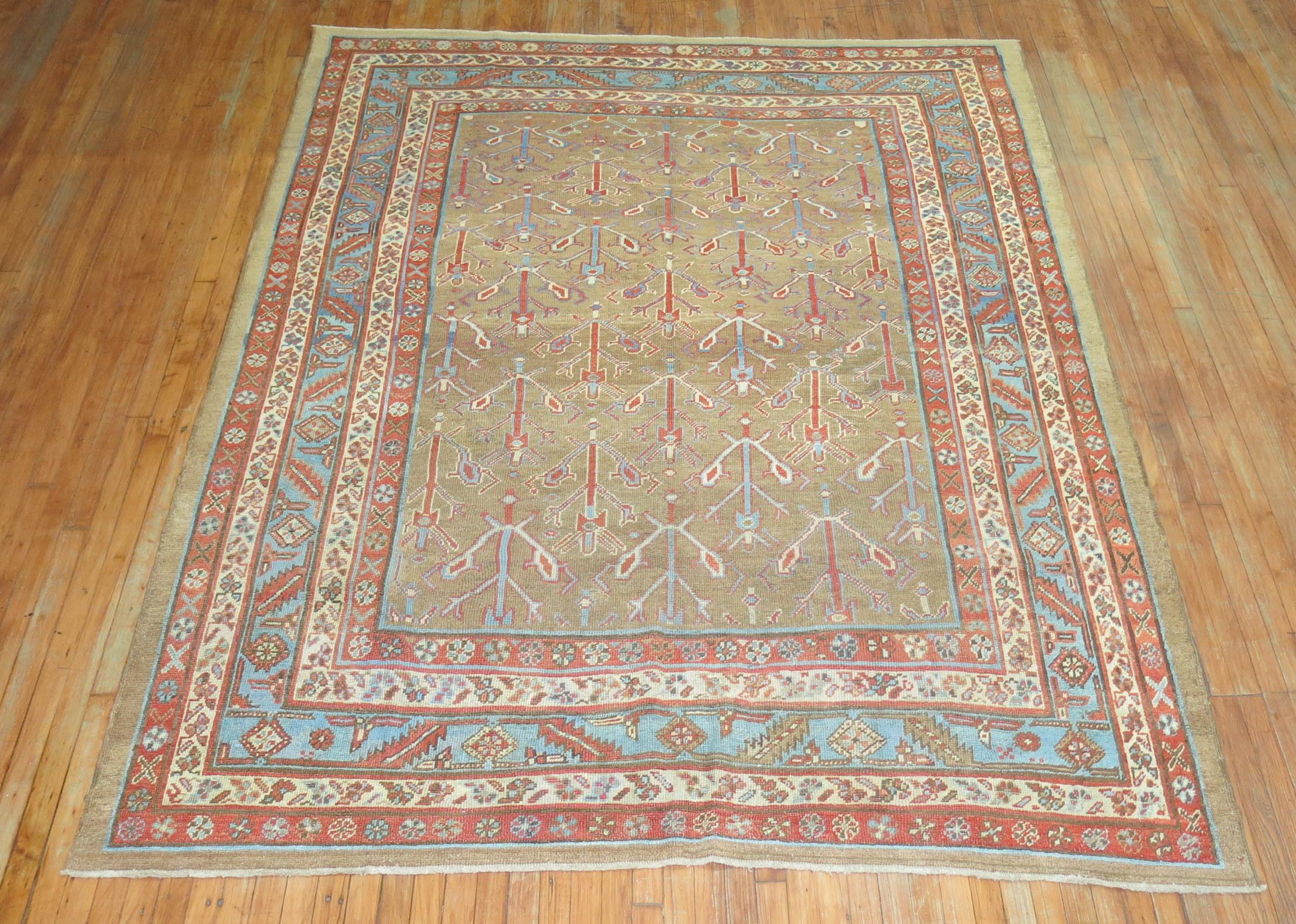 Tribal Zabihi Collection Camel Field Persian Bakshaish Rug For Sale