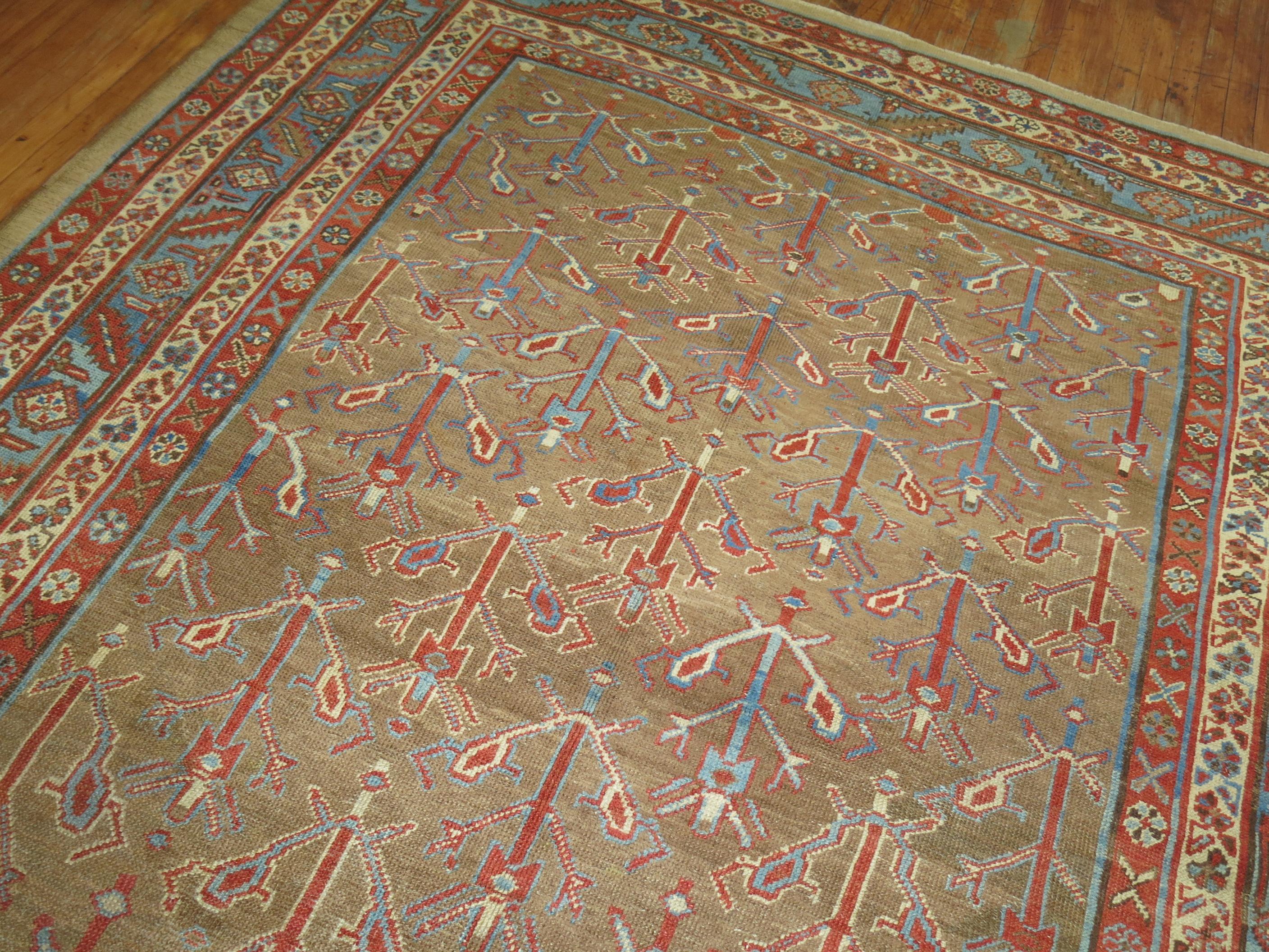 Hand-Woven Zabihi Collection Camel Field Persian Bakshaish Rug For Sale