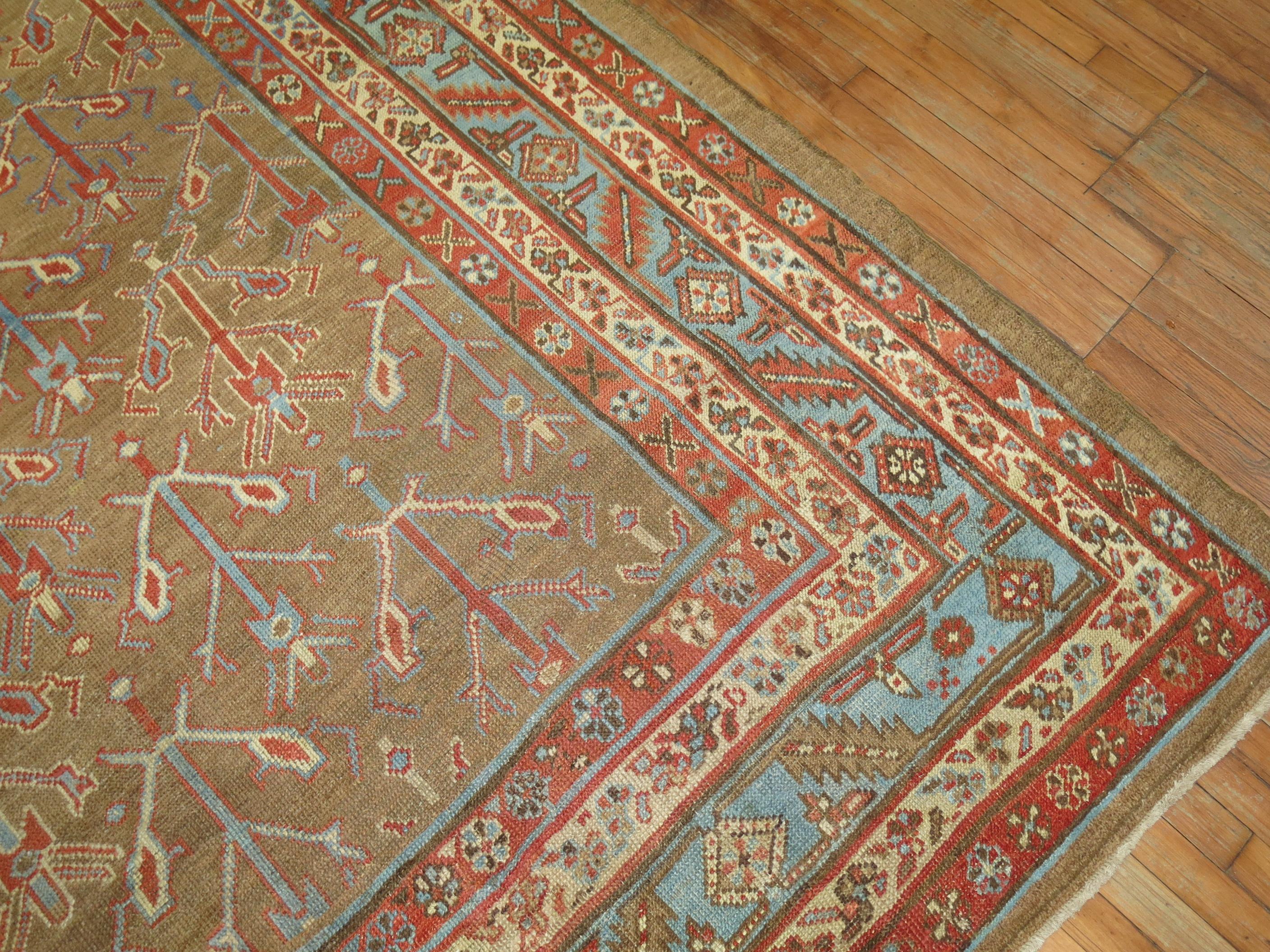 Zabihi Collection Camel Field Persian Bakshaish Rug In Good Condition For Sale In New York, NY