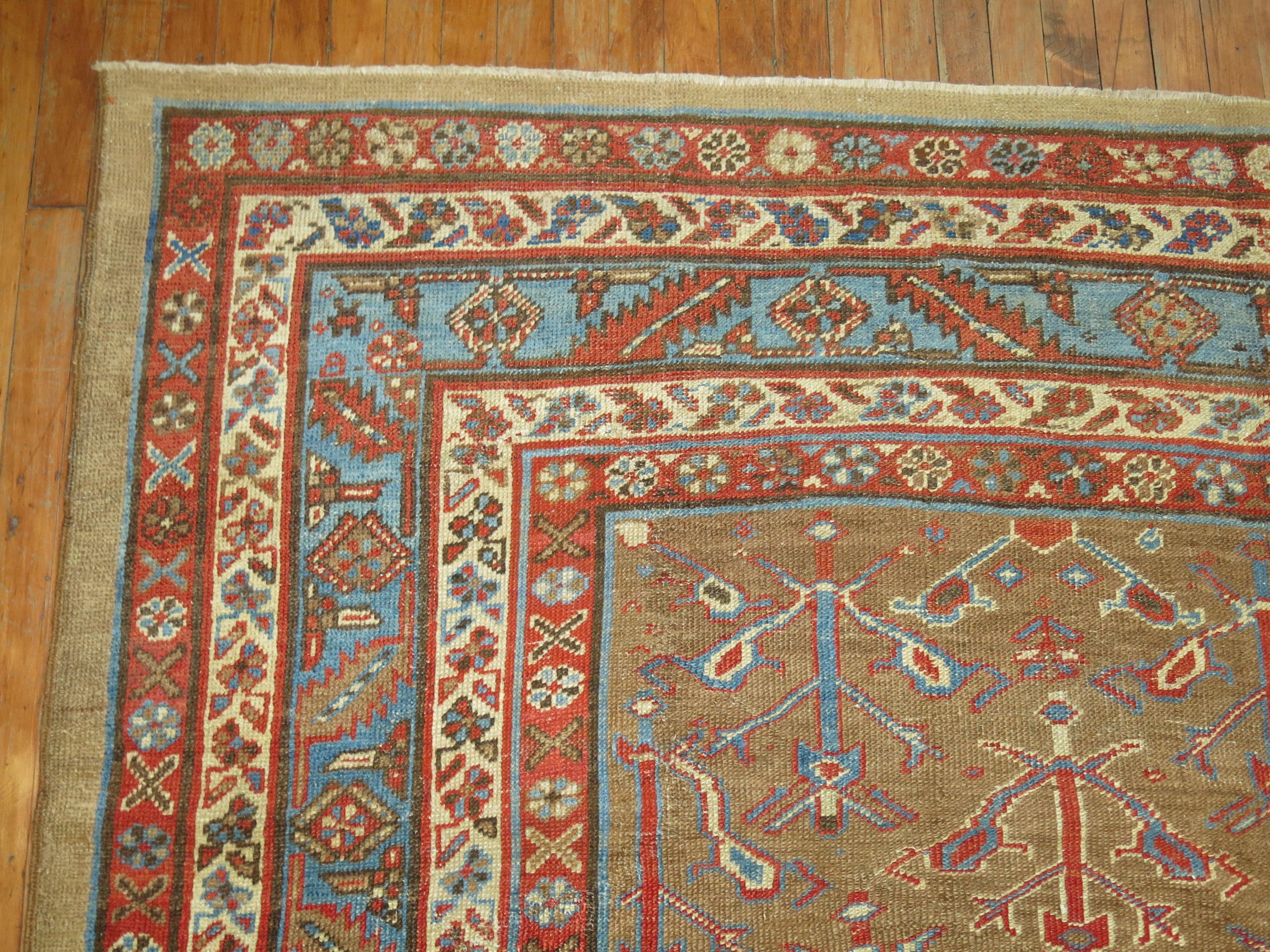 Zabihi Collection Camel Field Persian Bakshaish Rug For Sale 1