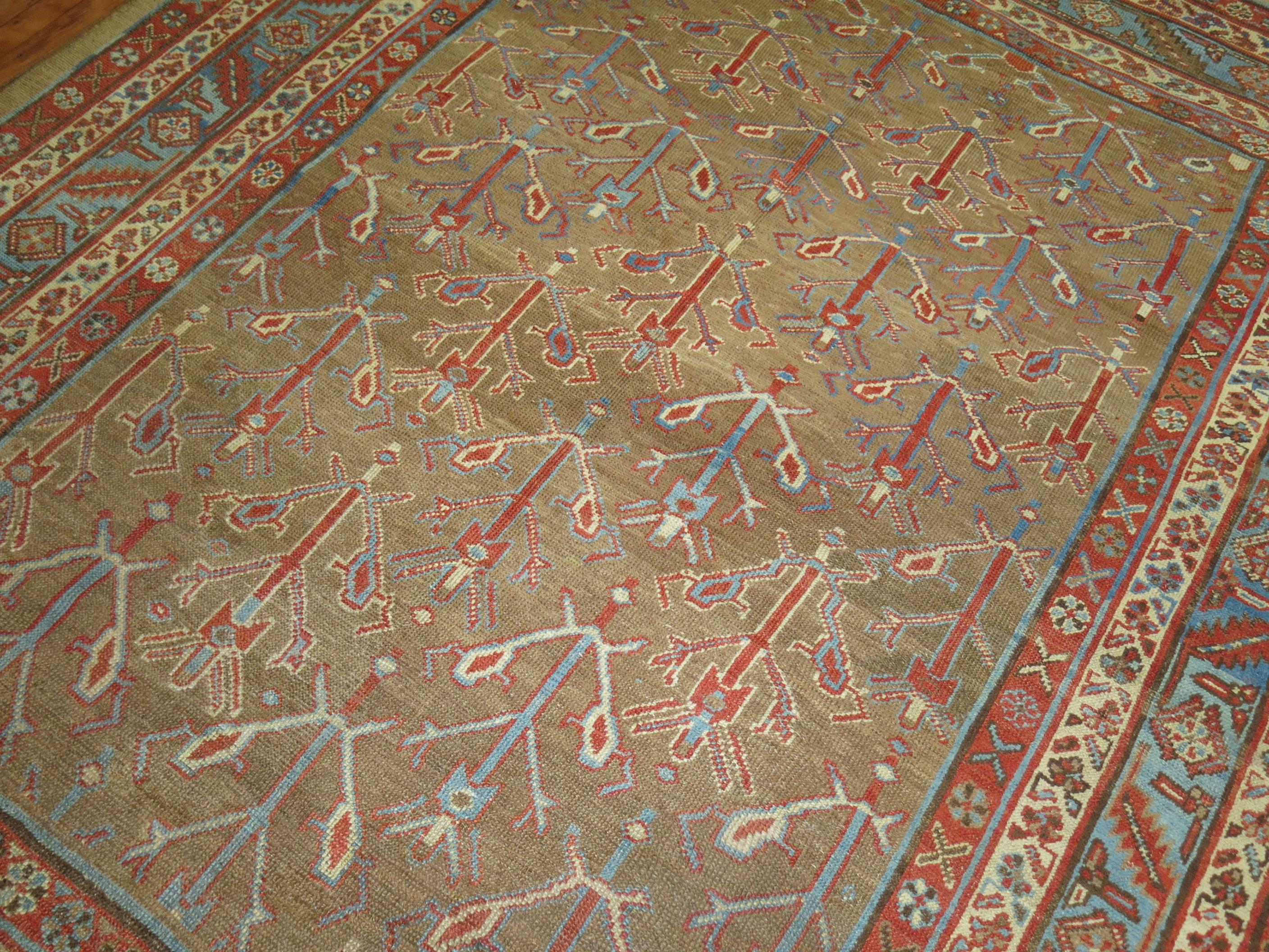 Zabihi Collection Camel Field Persian Bakshaish Rug For Sale 2