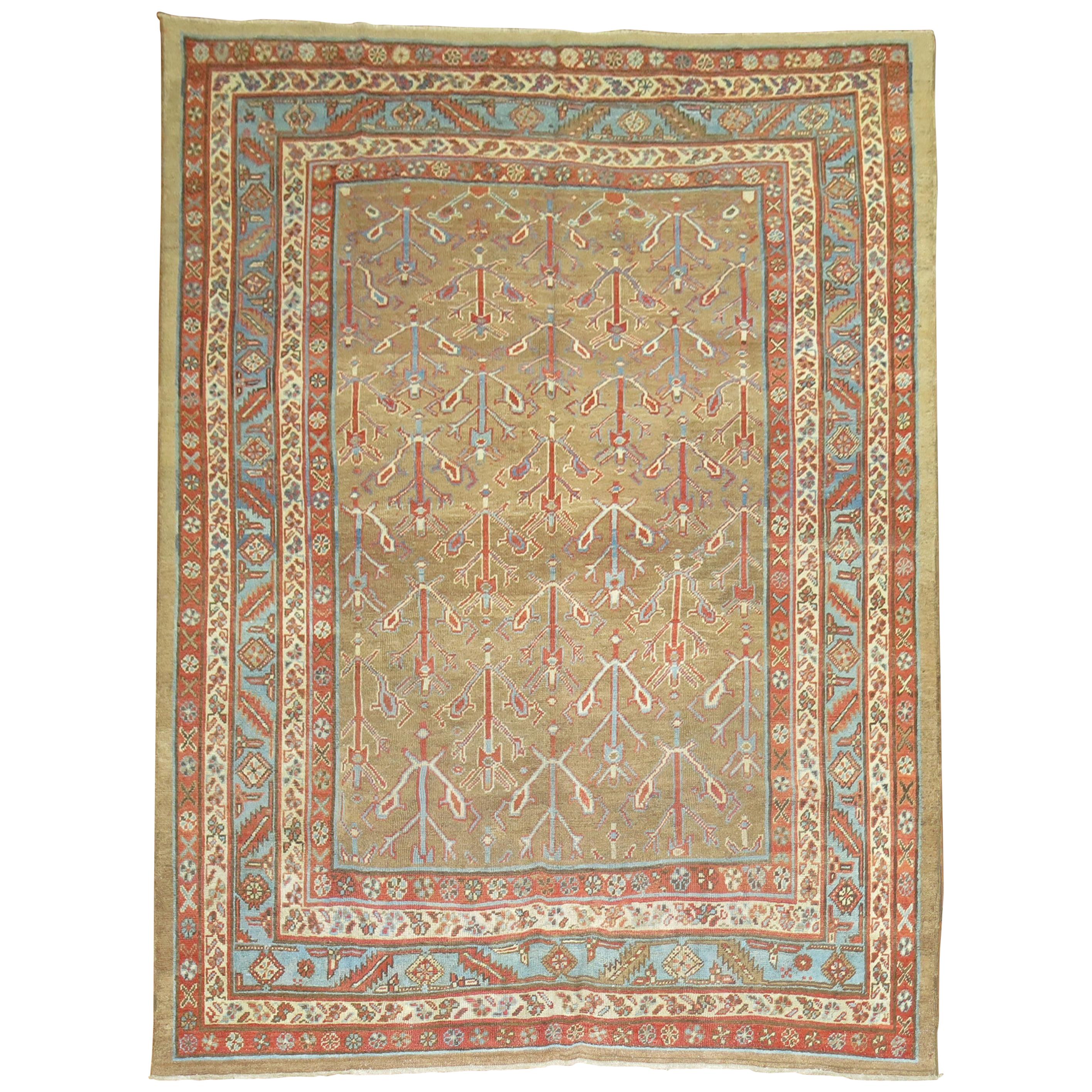 Zabihi Collection Camel Field Persian Bakshaish Rug For Sale