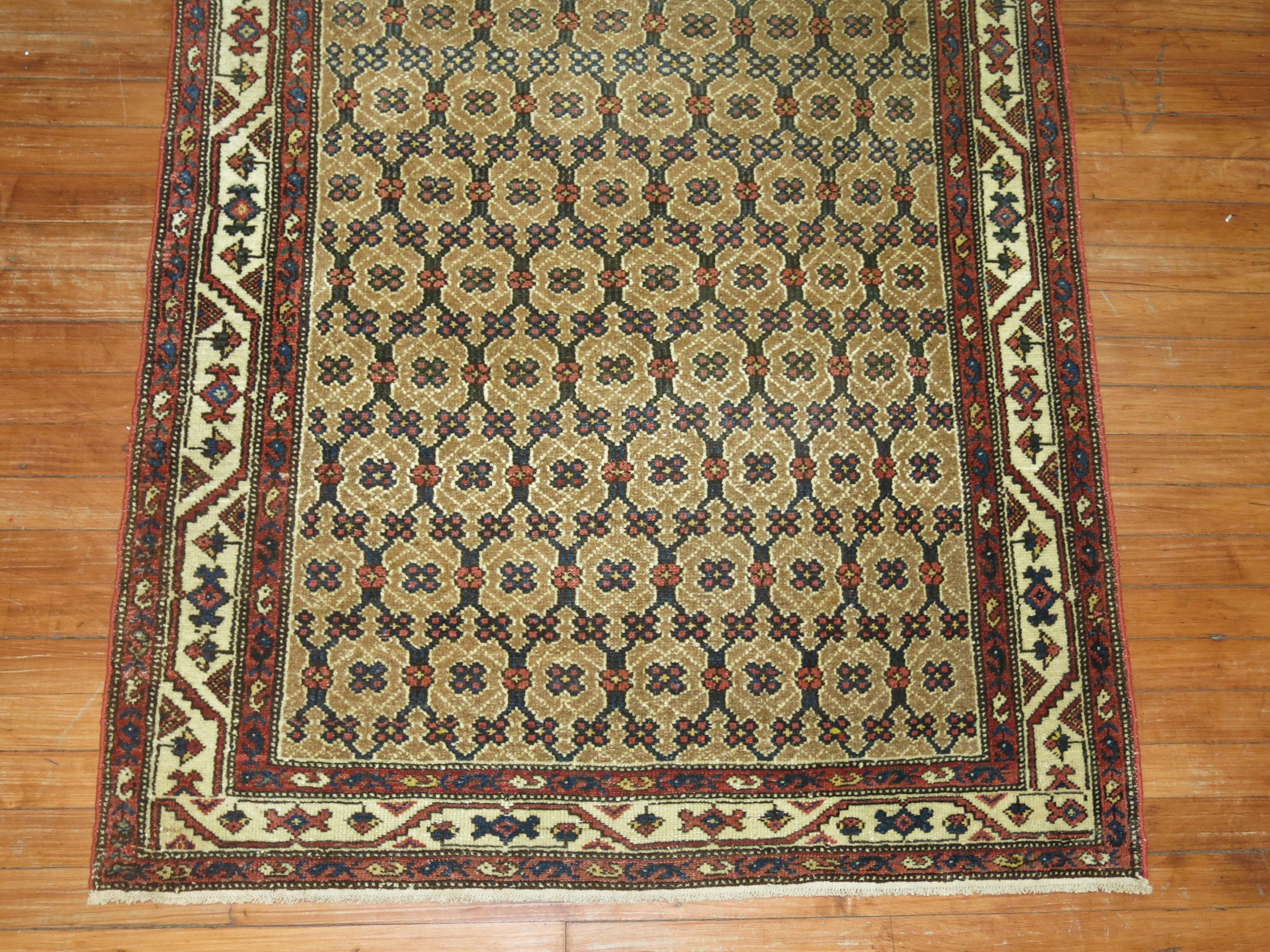 Hand-Knotted Tribal Camel Color Antiqie Persian Runner