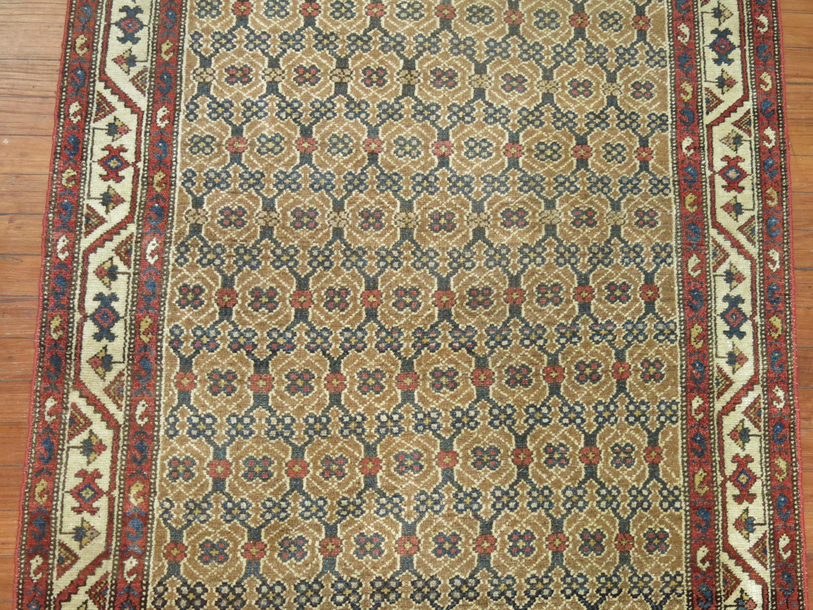 Tribal Camel Color Antiqie Persian Runner In Good Condition In New York, NY